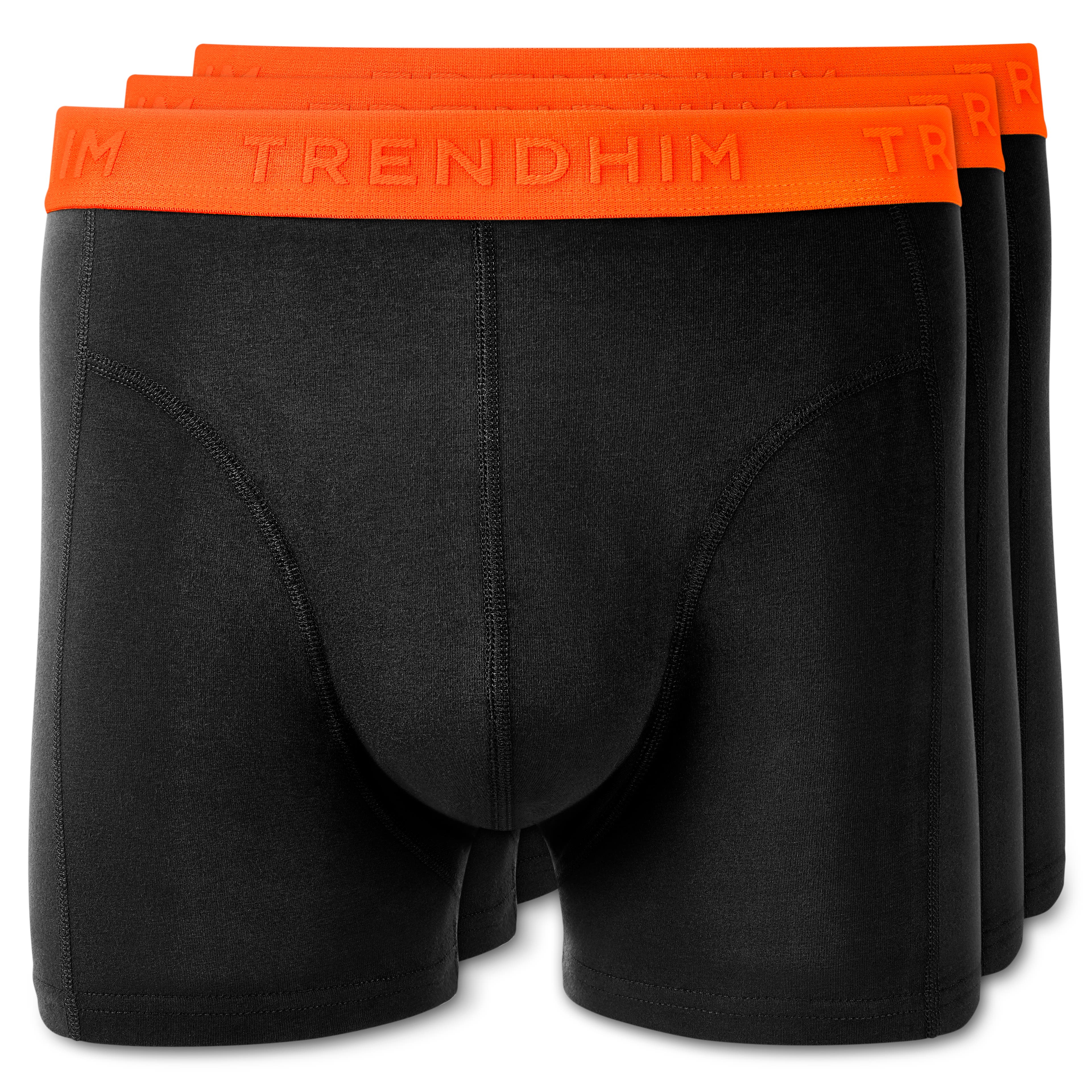 FlexFeel | 3er-Pack Boxerbriefs aus schwarzer Baumwolle mit neonorangem Bund FlexFeel | 3er-Pack Boxerbriefs aus schwarzer Baumwolle mit neonorangem Bund