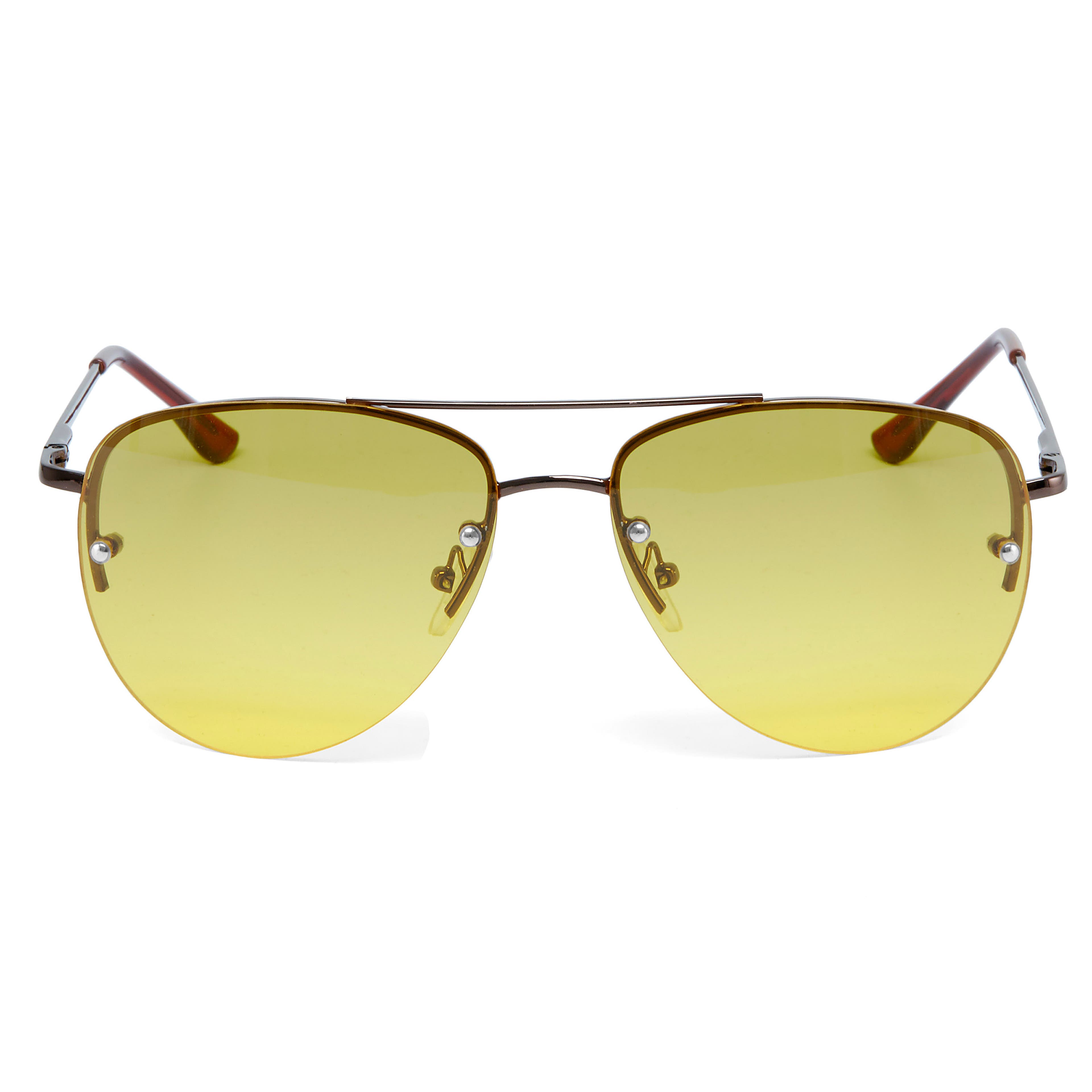 Lunettes de soleil style aviateur marron et jaune