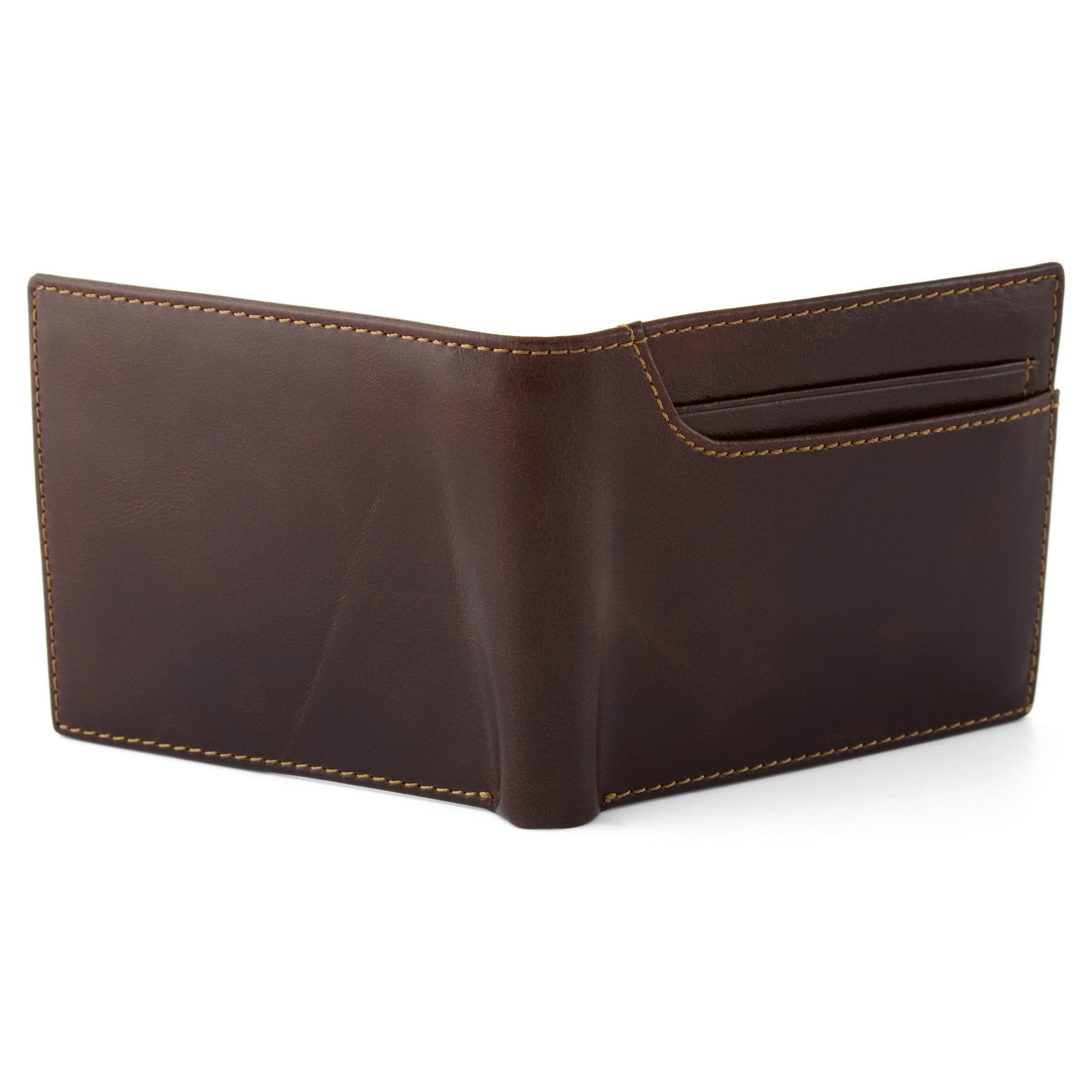 Asymetryczny i podwójnie składany portfel skórzany w rudawobrązowym kolorze - 5