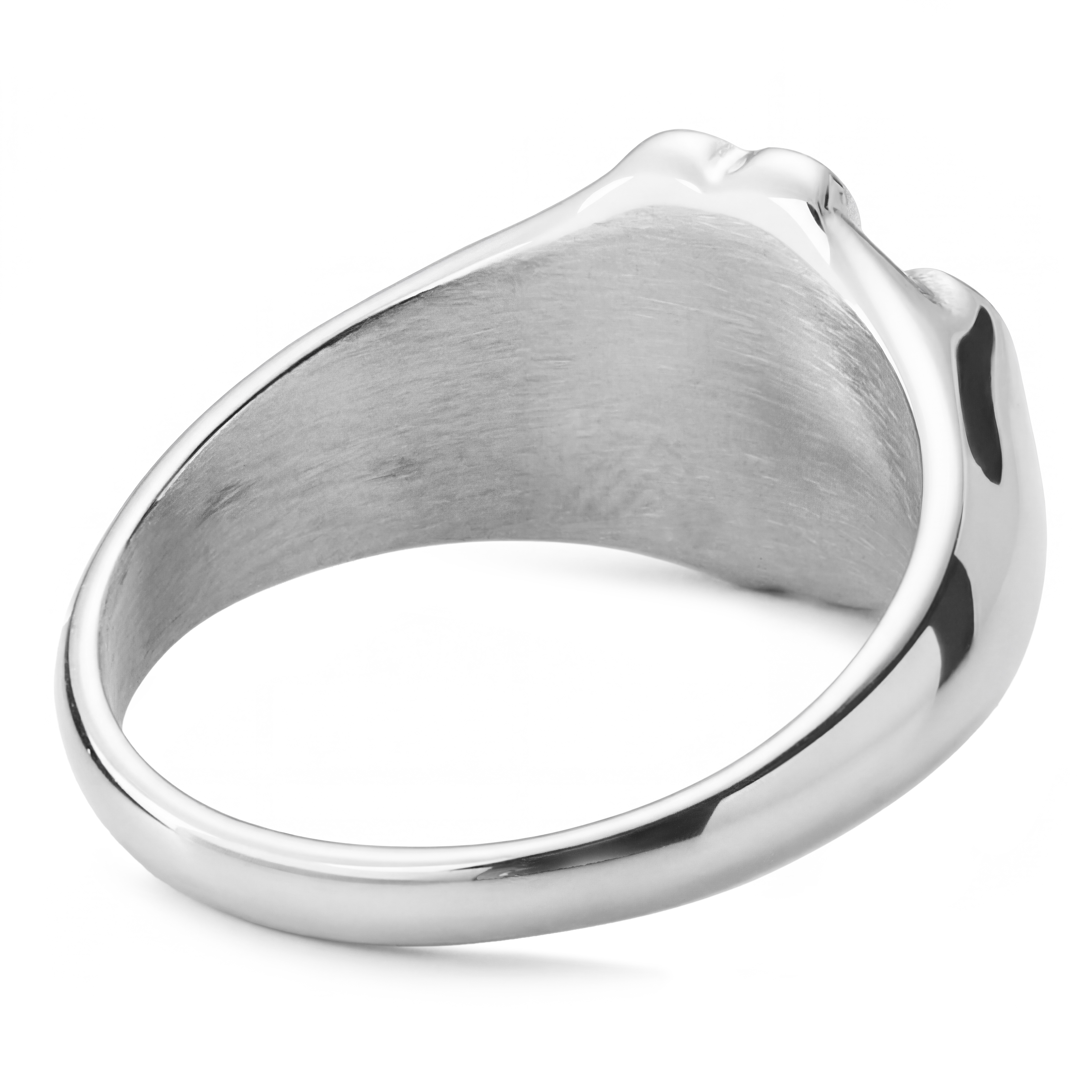 Clover | silberfarbener Edelstahl Ring mit gemustertem Kleeblatt - 2