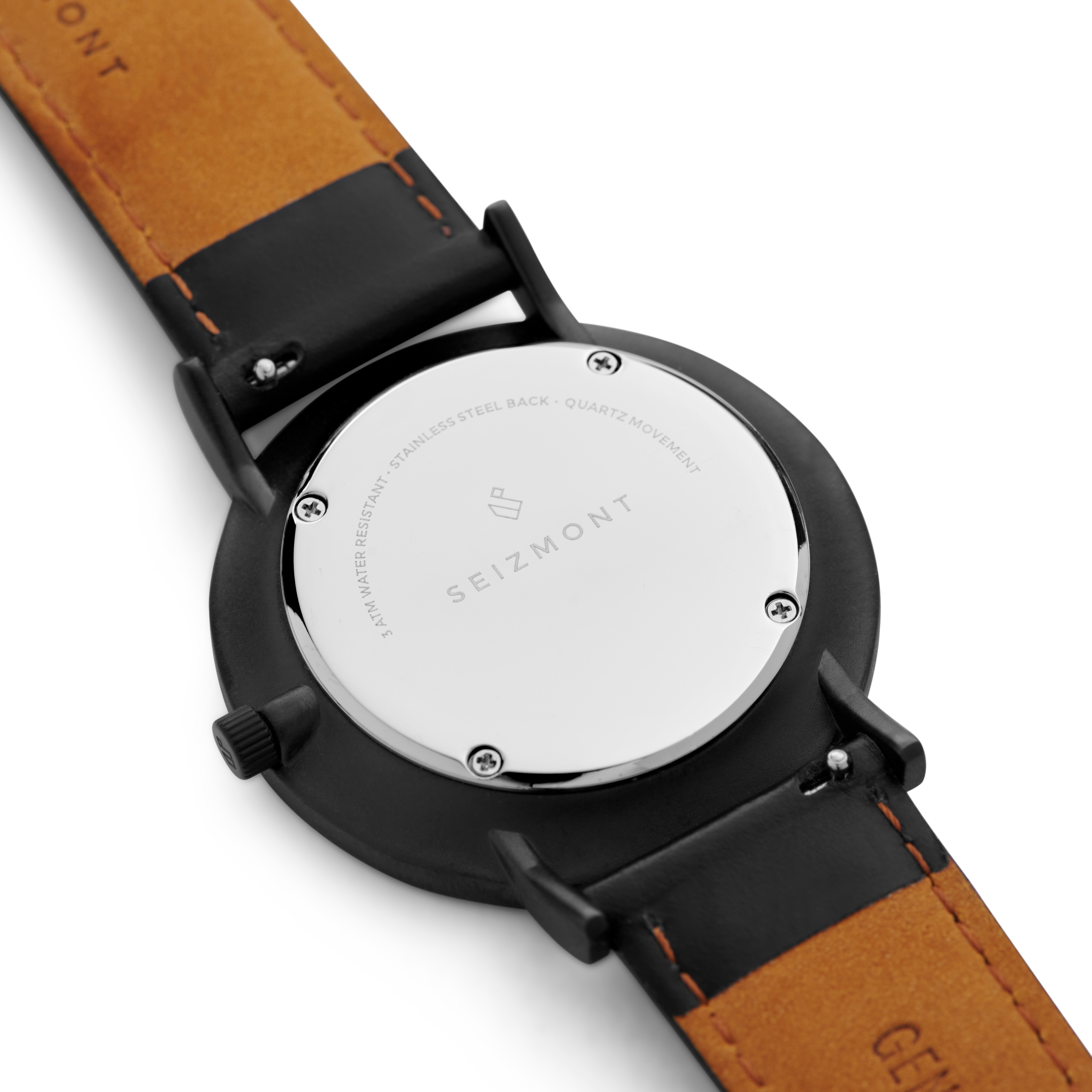 Moment | Black Minimalist Dress  Watch With Black Dial & Black Leather Strap - 5