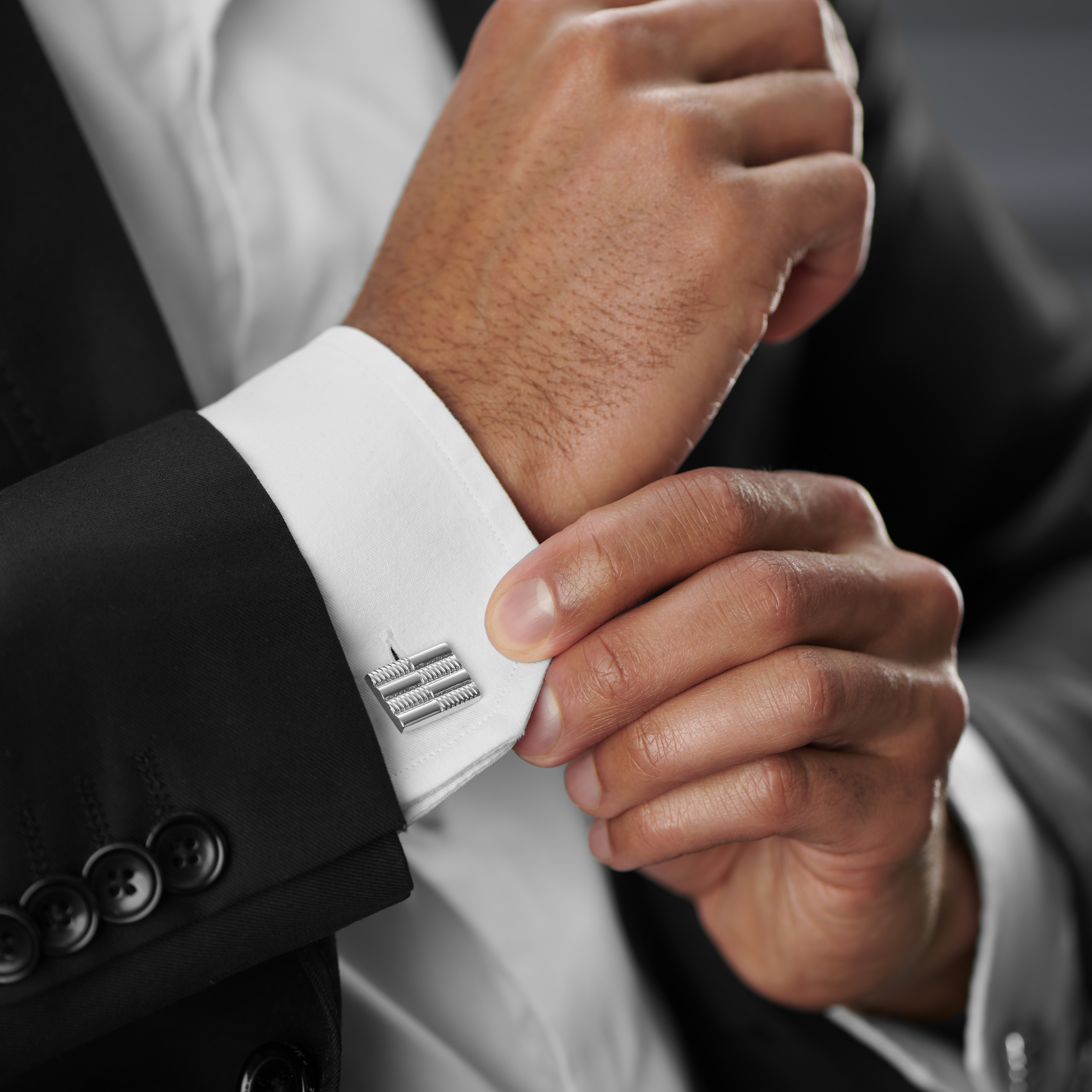 Silver-Tone Cross Pattern Cufflinks - 3