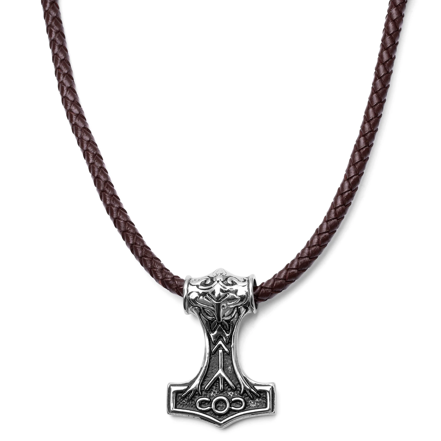 Obojstranný hnedý kožený náhrdelník Viking Obojstranný hnedý kožený náhrdelník Viking