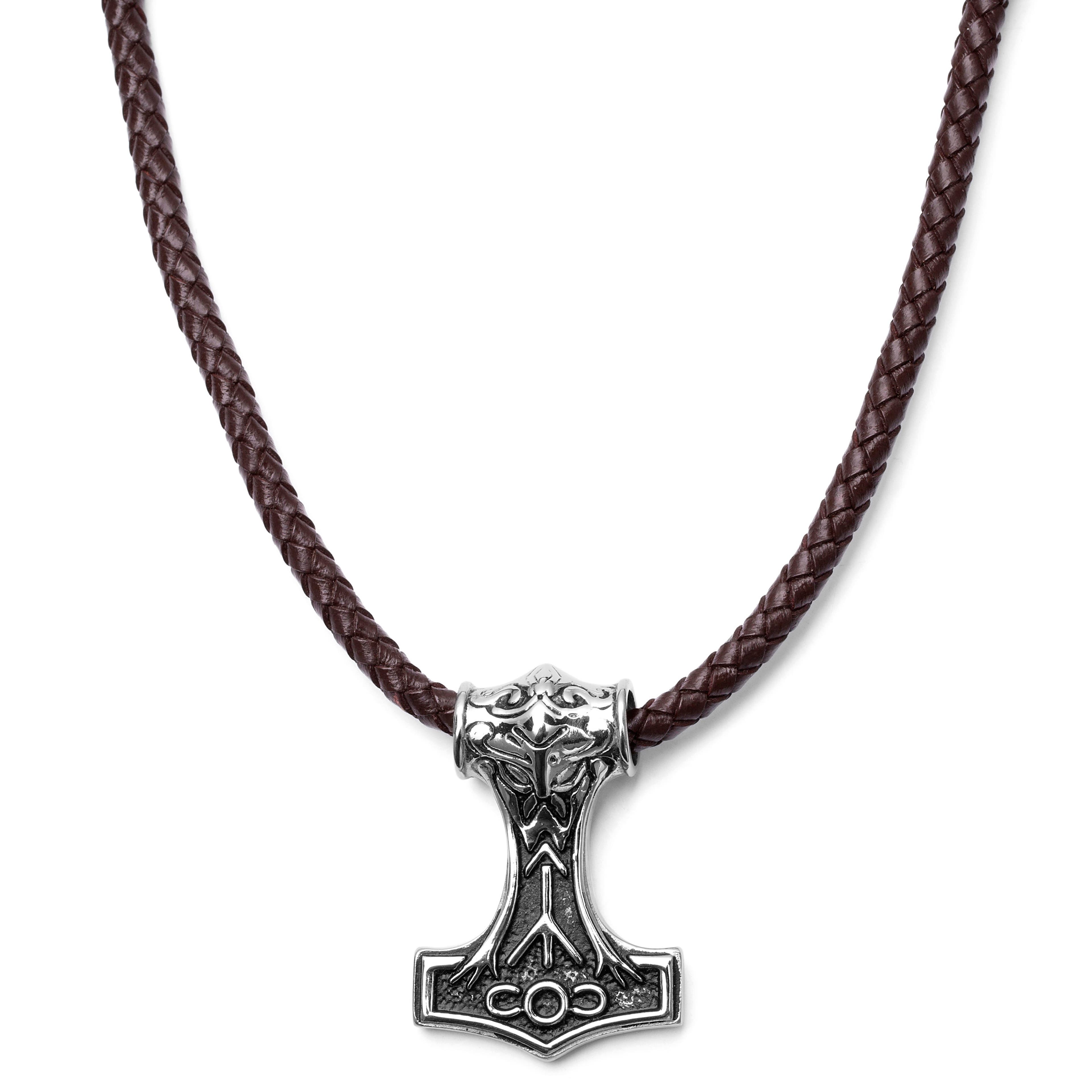 Dubbelzijdig Viking Bruine Leren Ketting