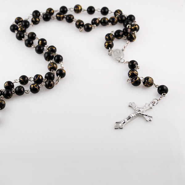 Sort Mønstret Rosenkrans Halskæde - 2