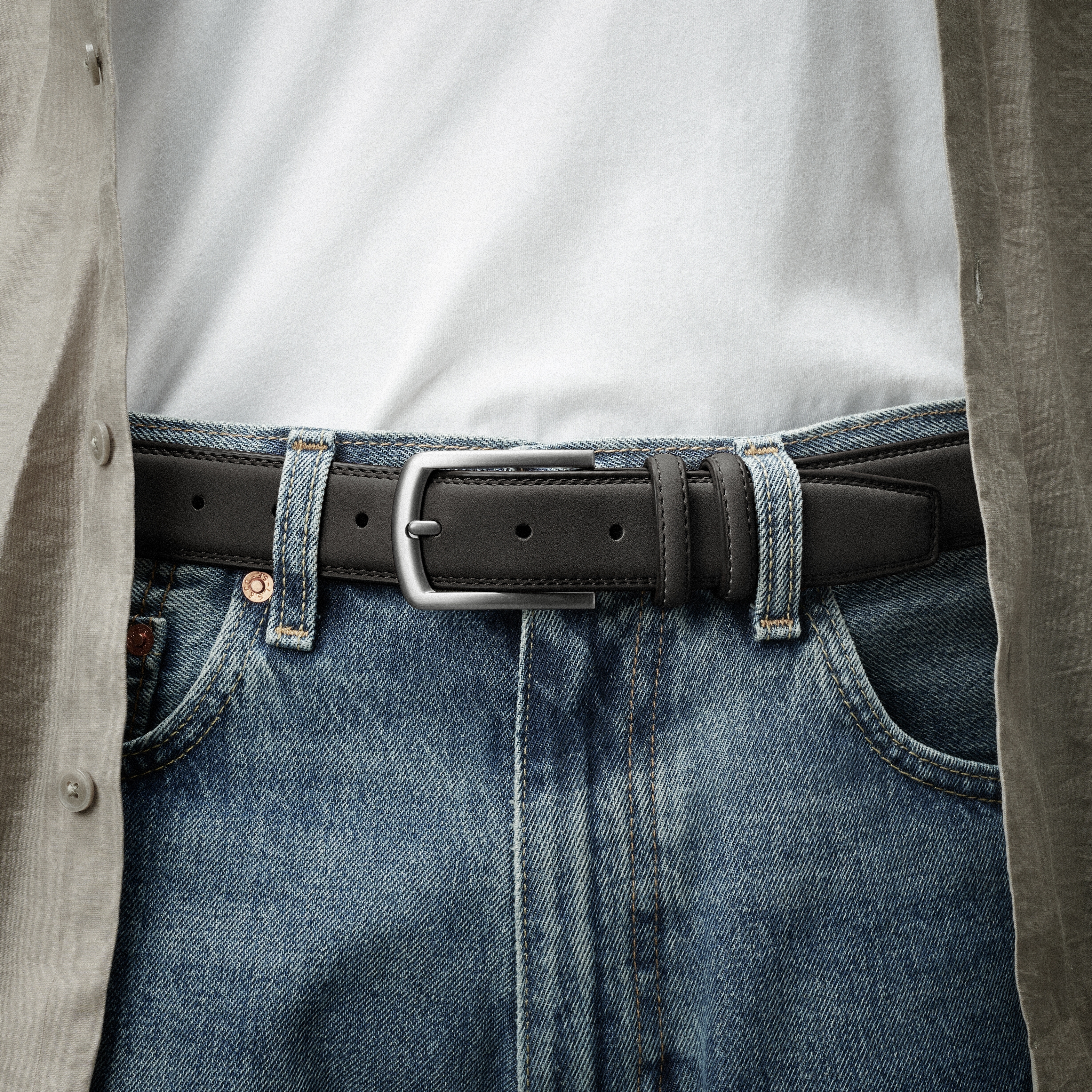 Black Traditional Faux Suede Belt - 3