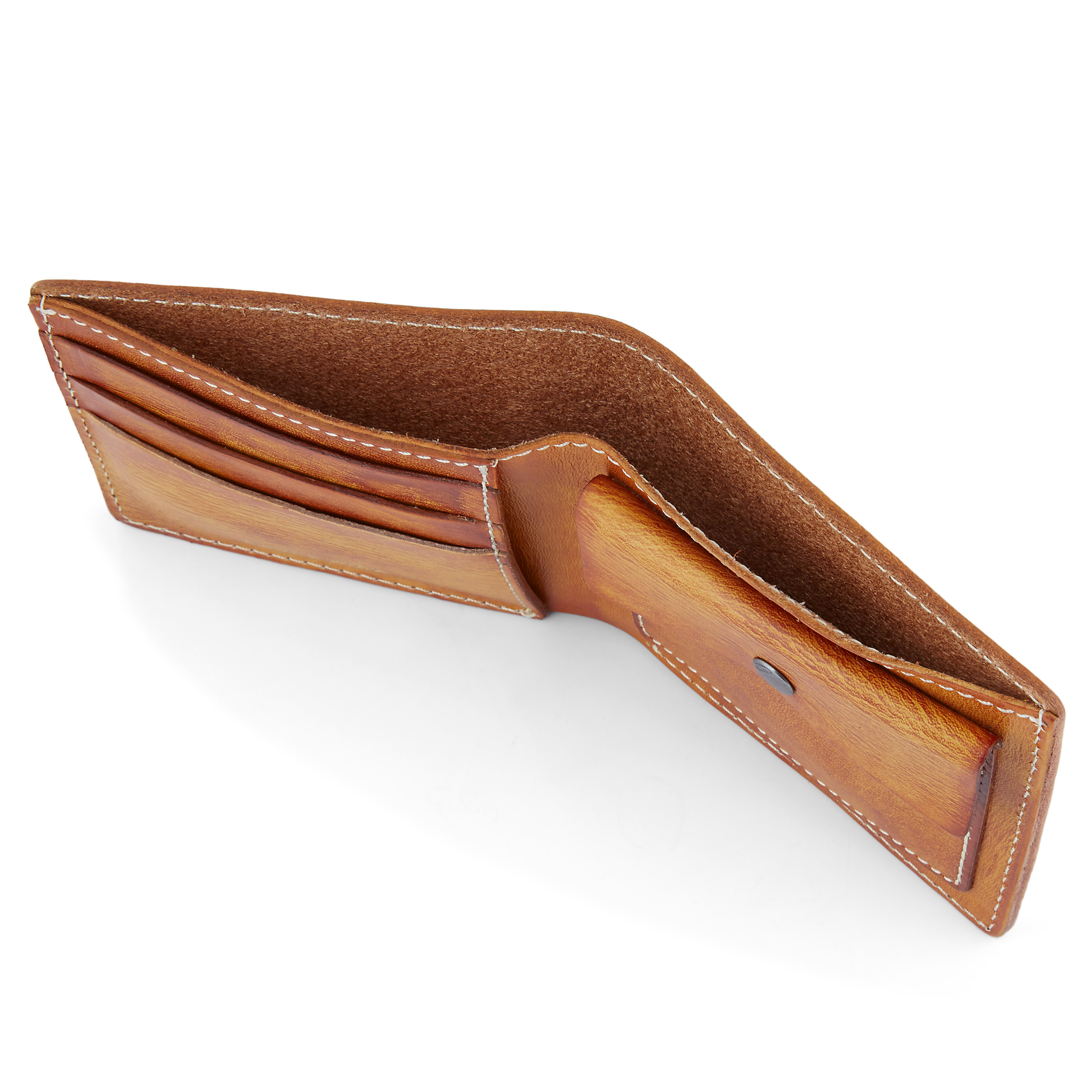 Cartera de cuero díptica marrón tostado Dermont - 4