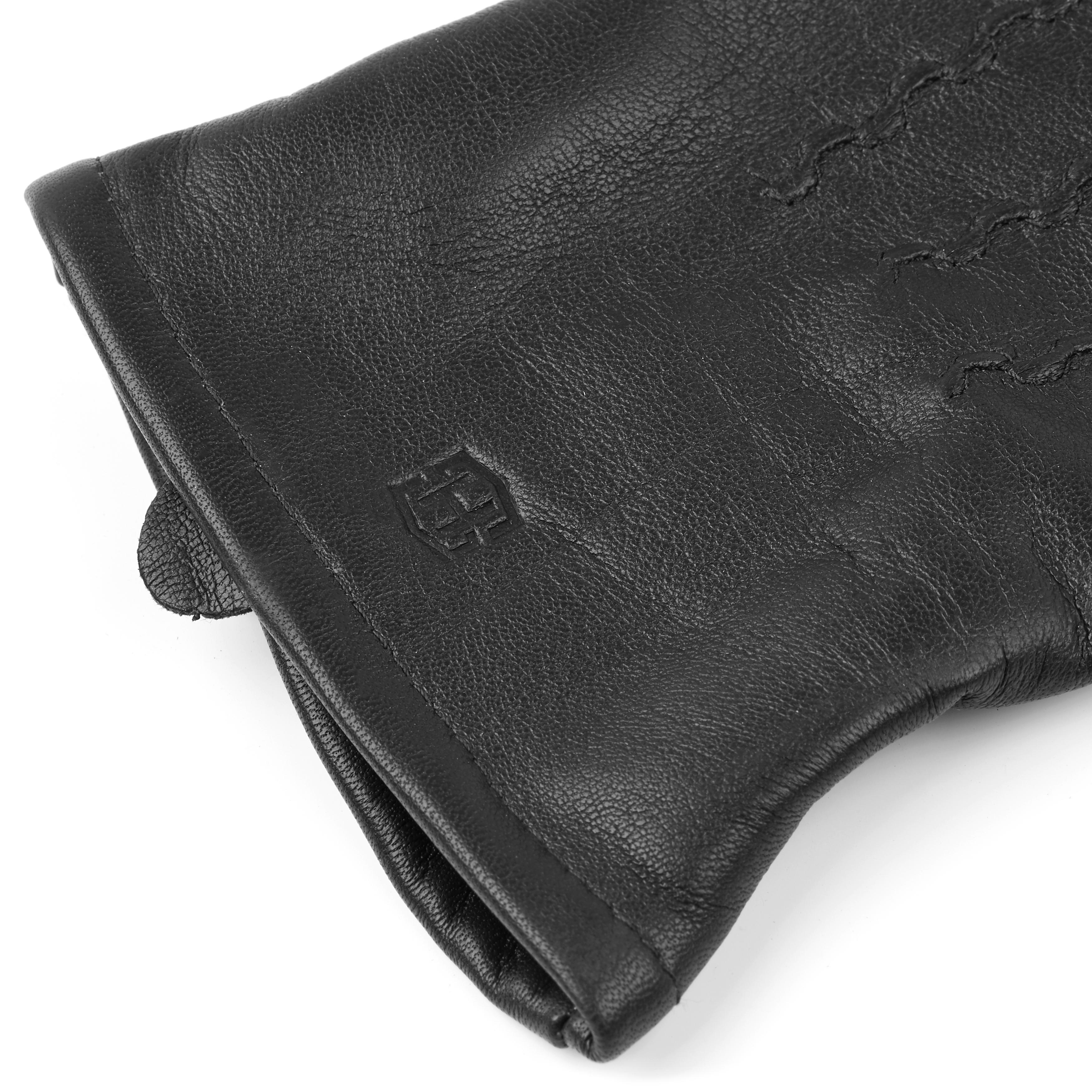 Cuffed Black Touchscreen Compatible Sheep leather Gloves - 2