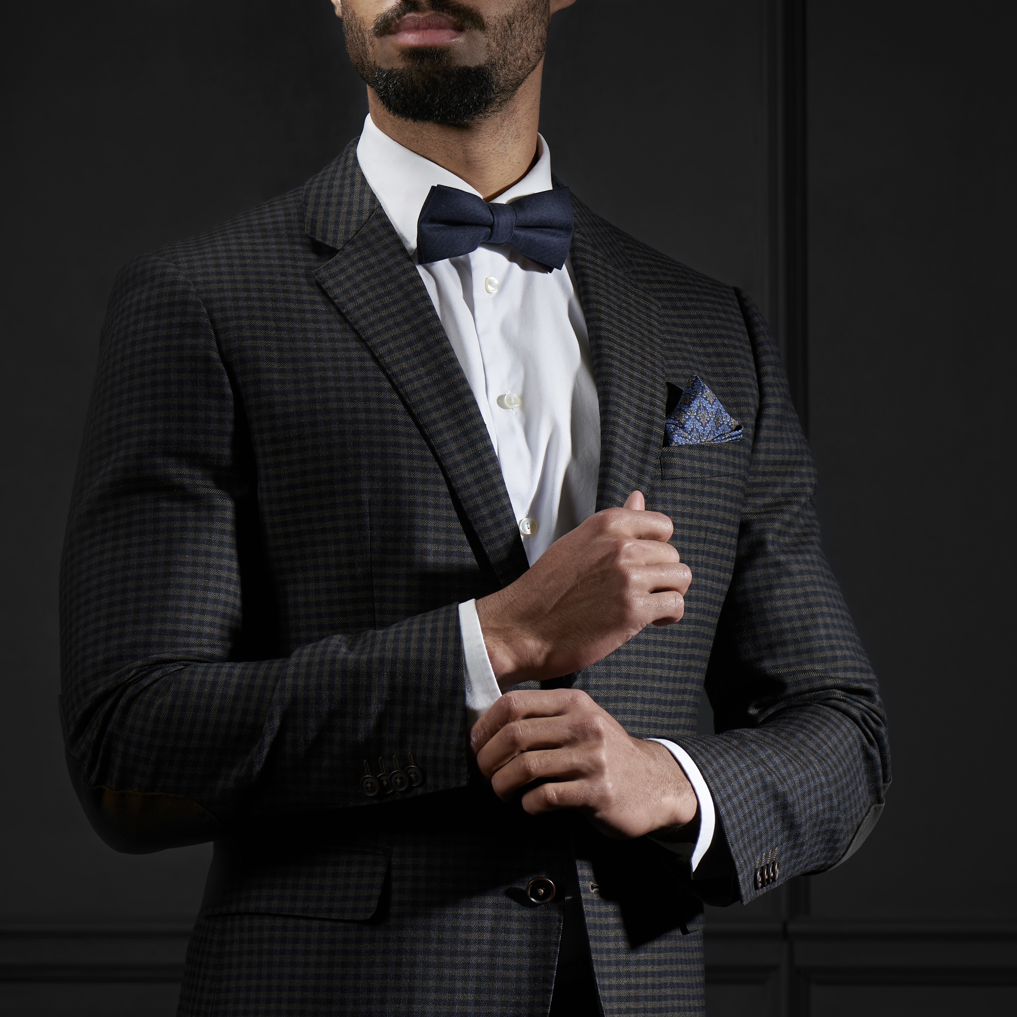 Strukturierte Dunkel Marineblaue Fliege - 4