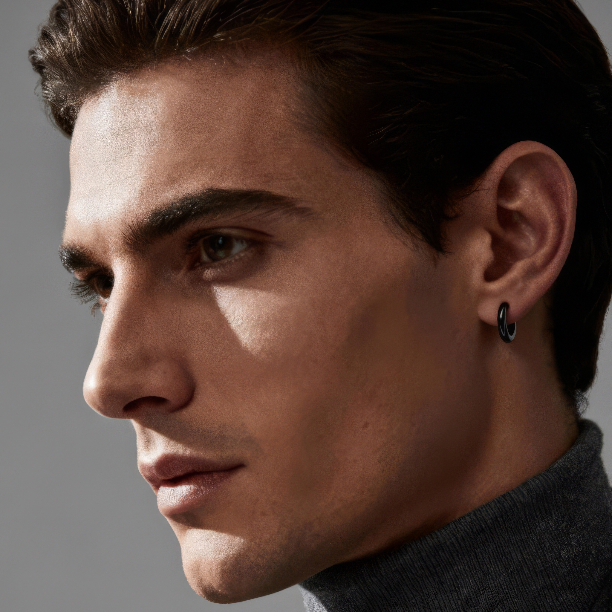 Huggie | Black 6 mm Surgical Stainless Steel Hoop Earring - 3