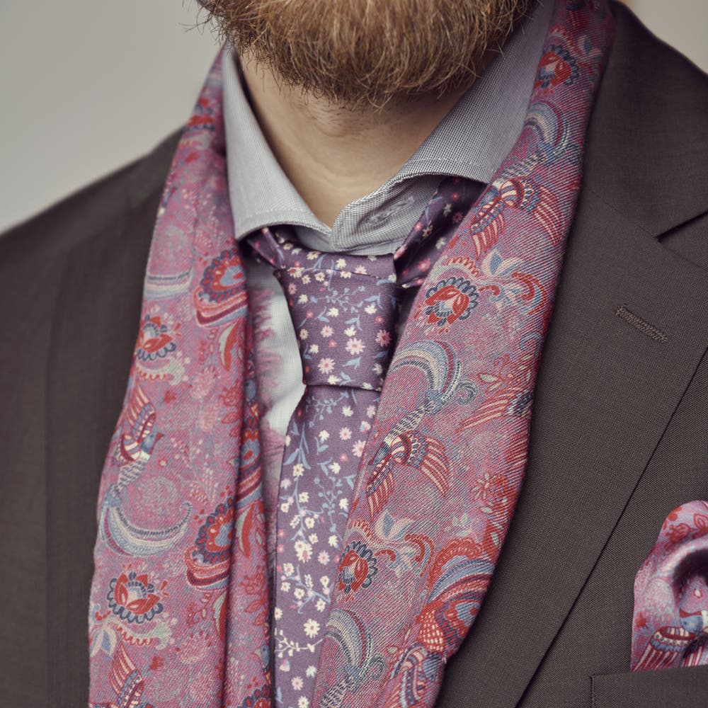 hover: Boho | Red & Blue Modal Paisley Pattern Scarf hover: Boho | Red & Blue Modal Paisley Pattern Scarf