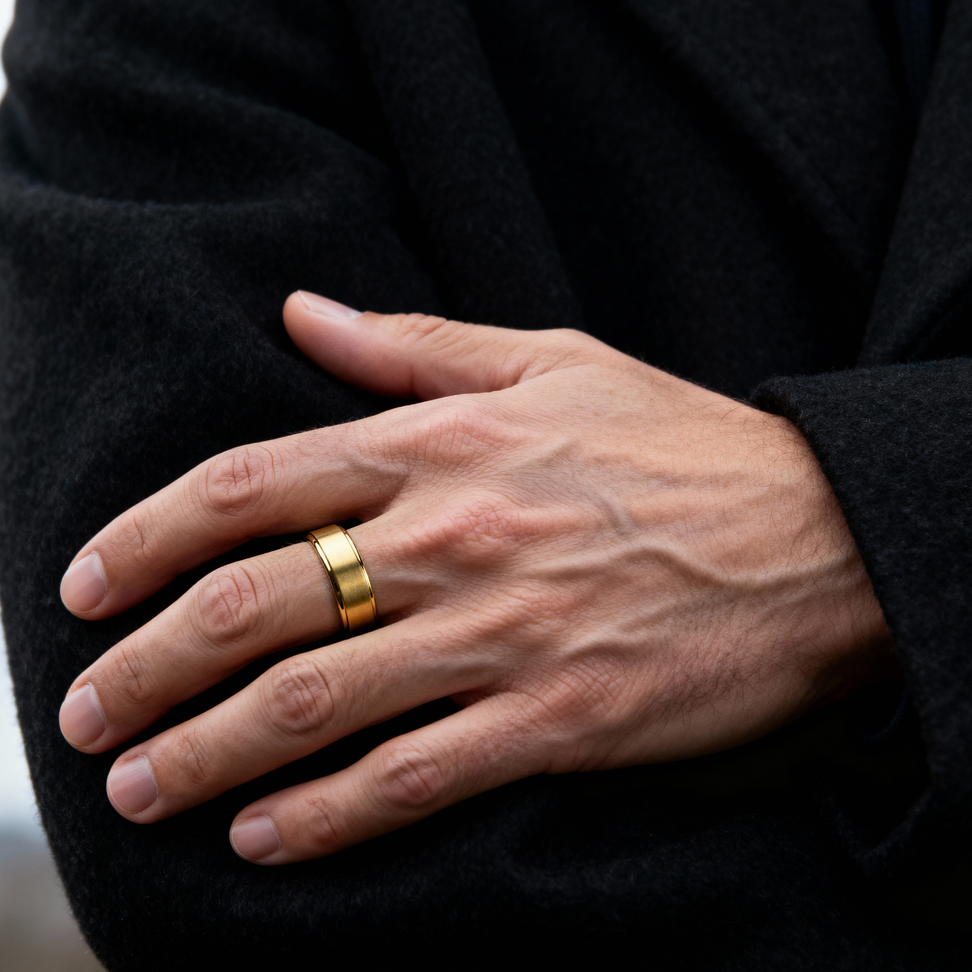 Enthumema | 8 mm gebürsteter Gold-Ton Fidget-Ring - 2