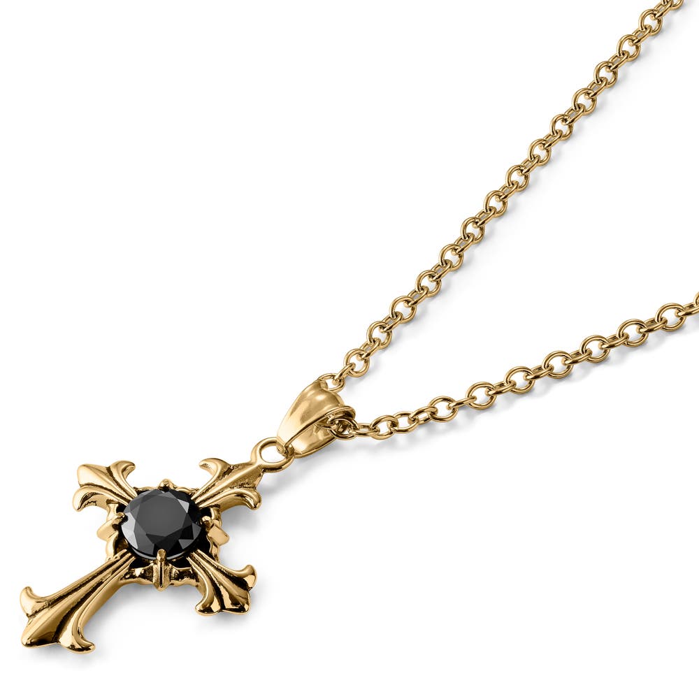 hover: Gold-Tone Gothic Cross Necklace hover: Gold-Tone Gothic Cross Necklace