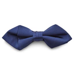 Shiny Navy Blue Basic Pointy Pre-Tied Bow Tie