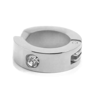 Sentio | Silver-Tone Surgical Steel & Zirconia Clip-On Hoop Earring