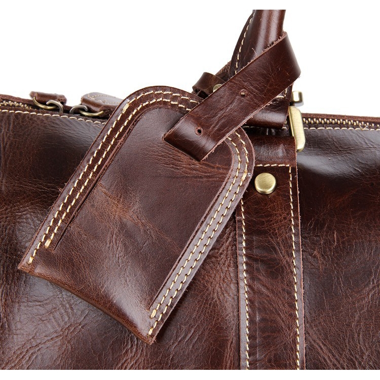 Stylish Brown Leather Holdall - 5
