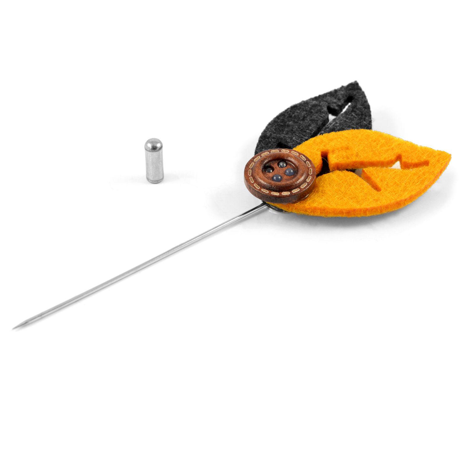 Grå / Oransj Jakkeslagsnål - 2