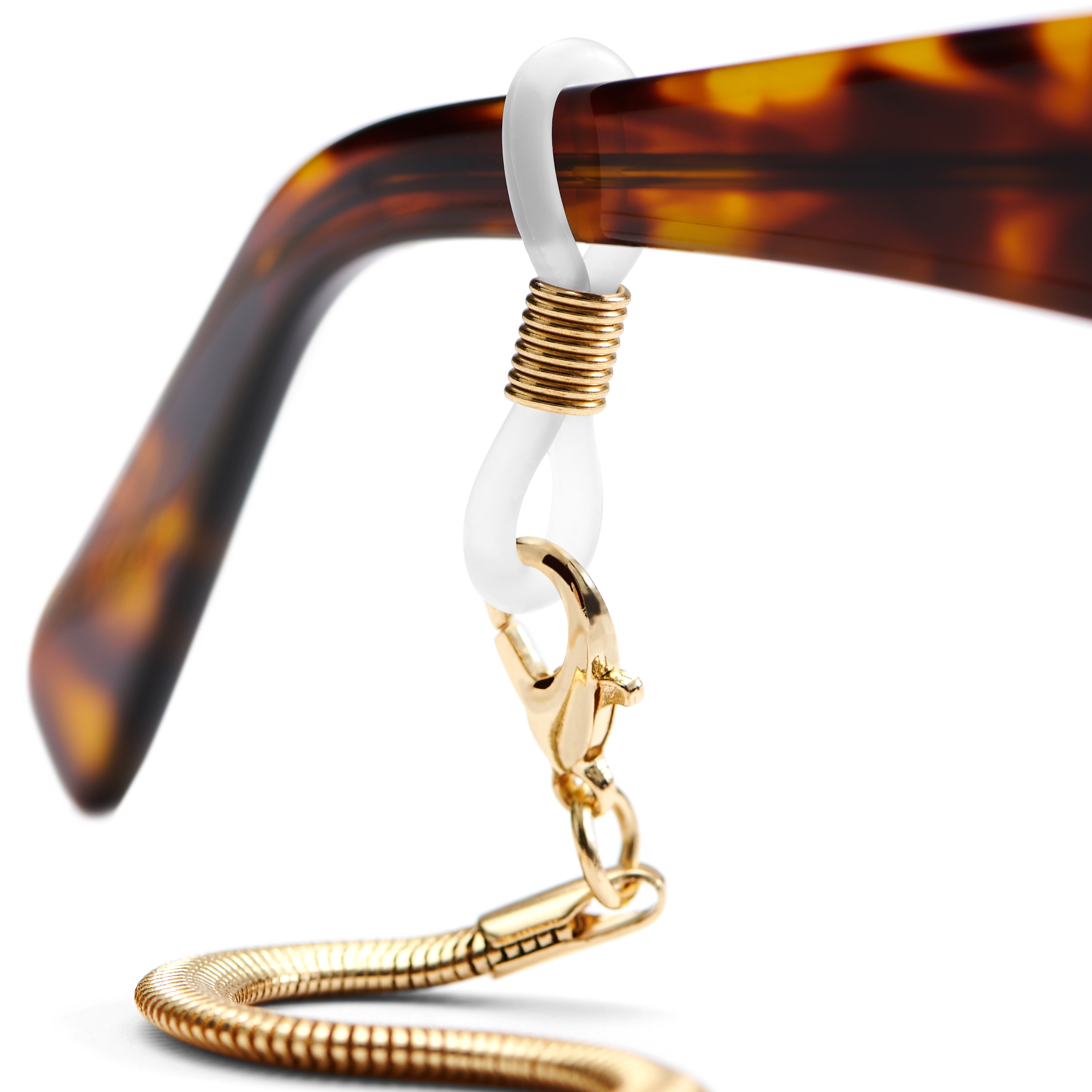 Chaîne de lunettes de soleil à maille chevron en acier inoxydable doré - 3