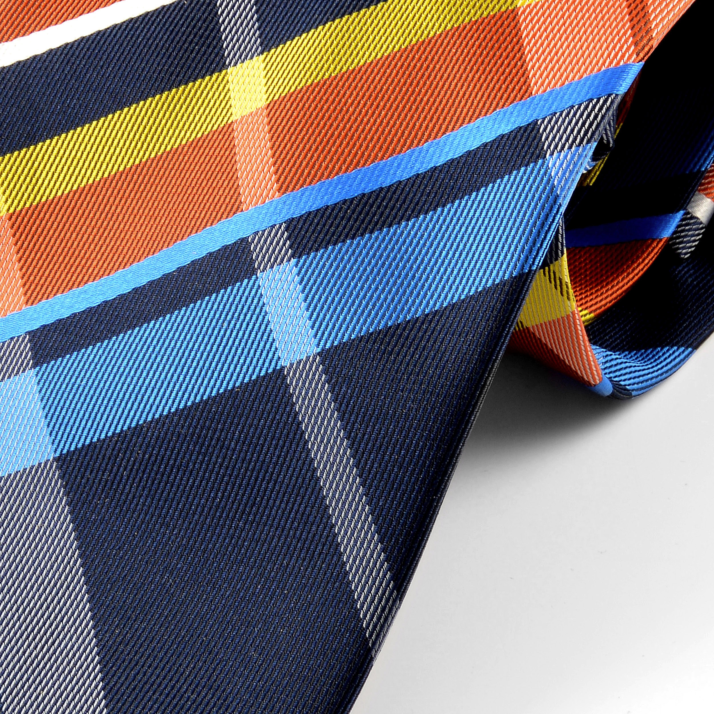 Blauw Geruite Zijden Stropdas - 2