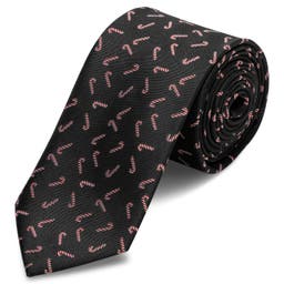 Black Christmas Candy Cane Tie