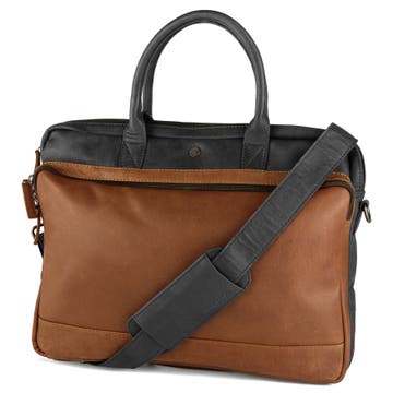 Oxford Black & Tan Laptop Leather Bag