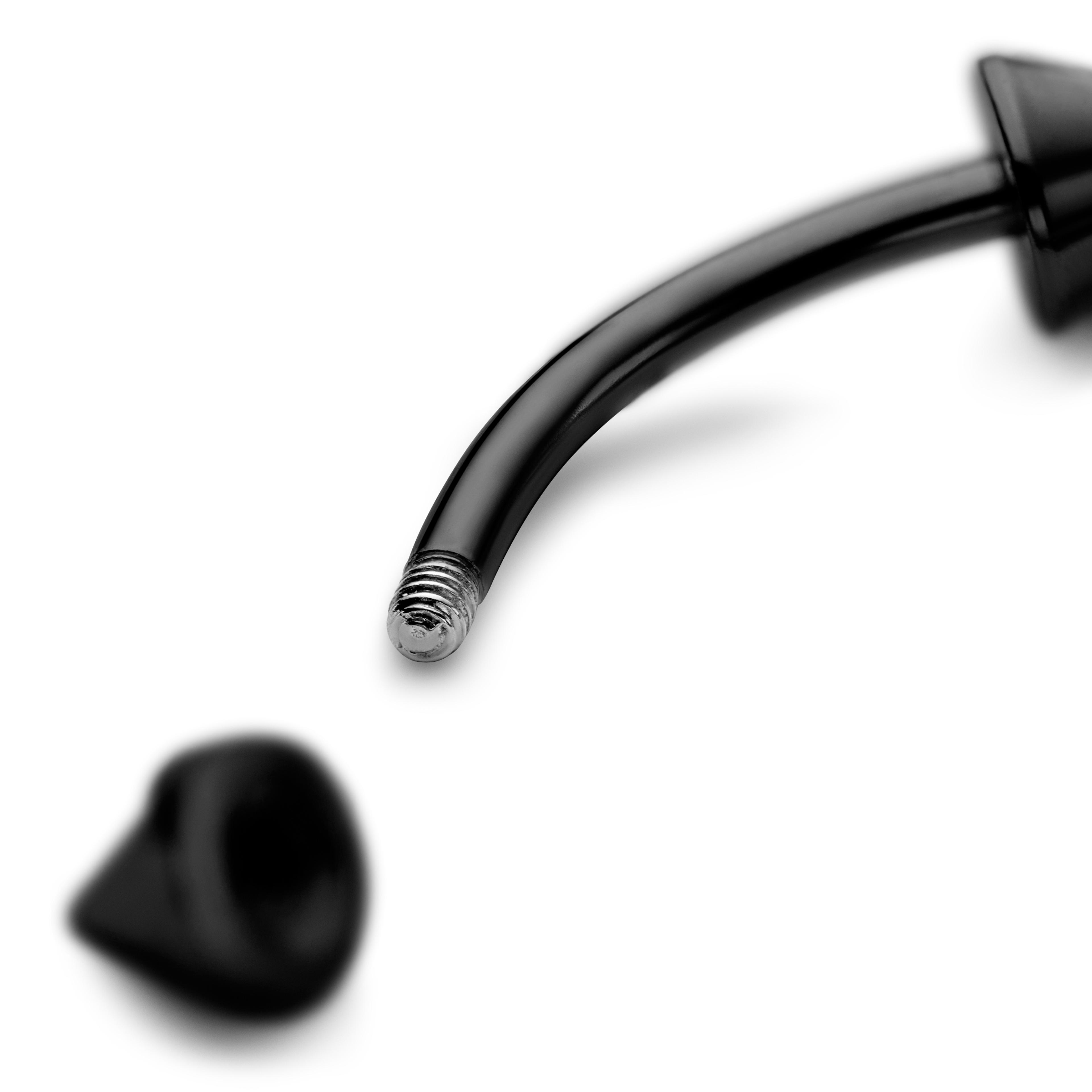 Orecchini A Tappo Finto 8mm In Acciaio Inox Nero Per Uomo, 16G, Chiusura A Vite, Ipoallergenici, Coppia