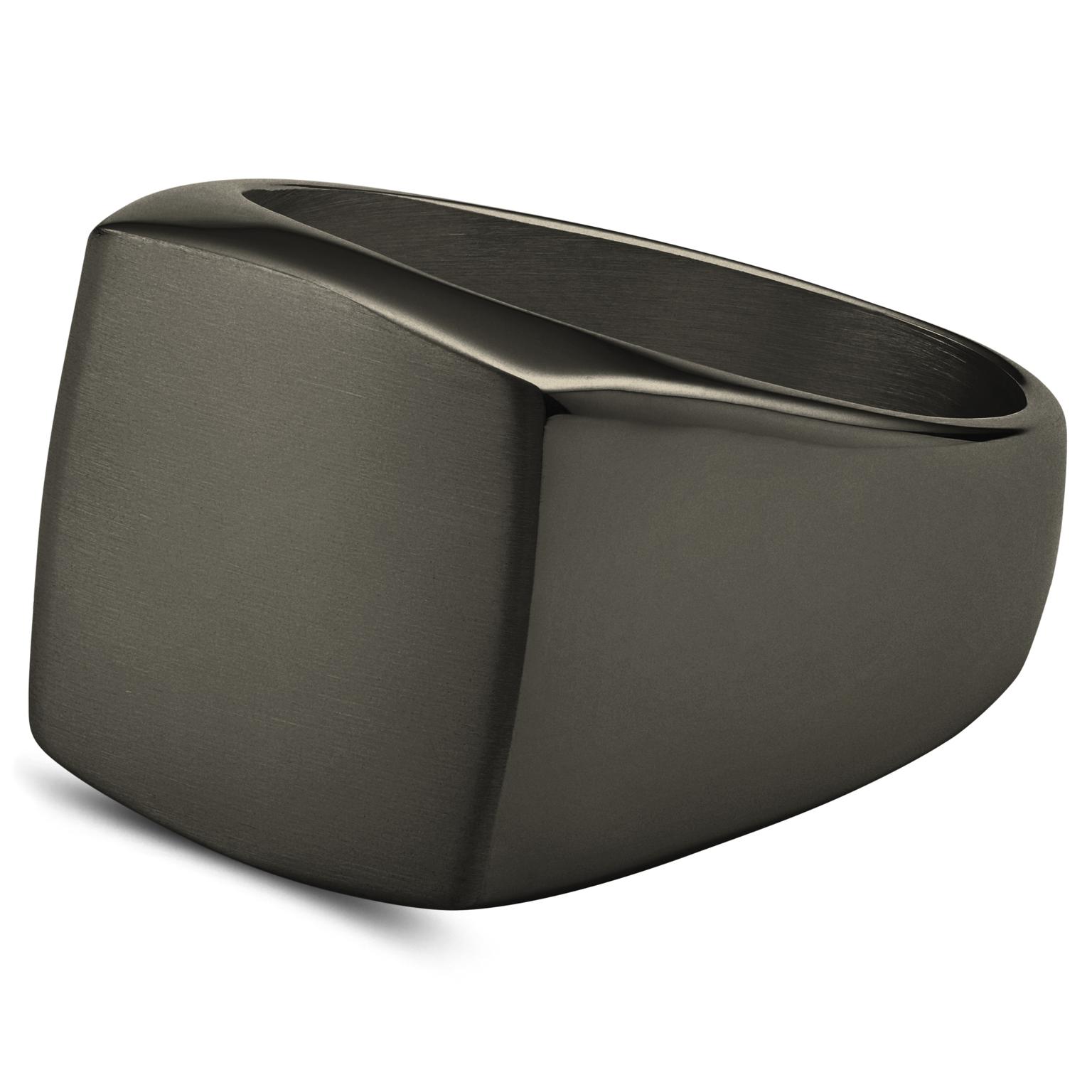 Gravel | Gunmetal Black Stainless Steel Signet Ring Gravel | Gunmetal Black Stainless Steel Signet Ring