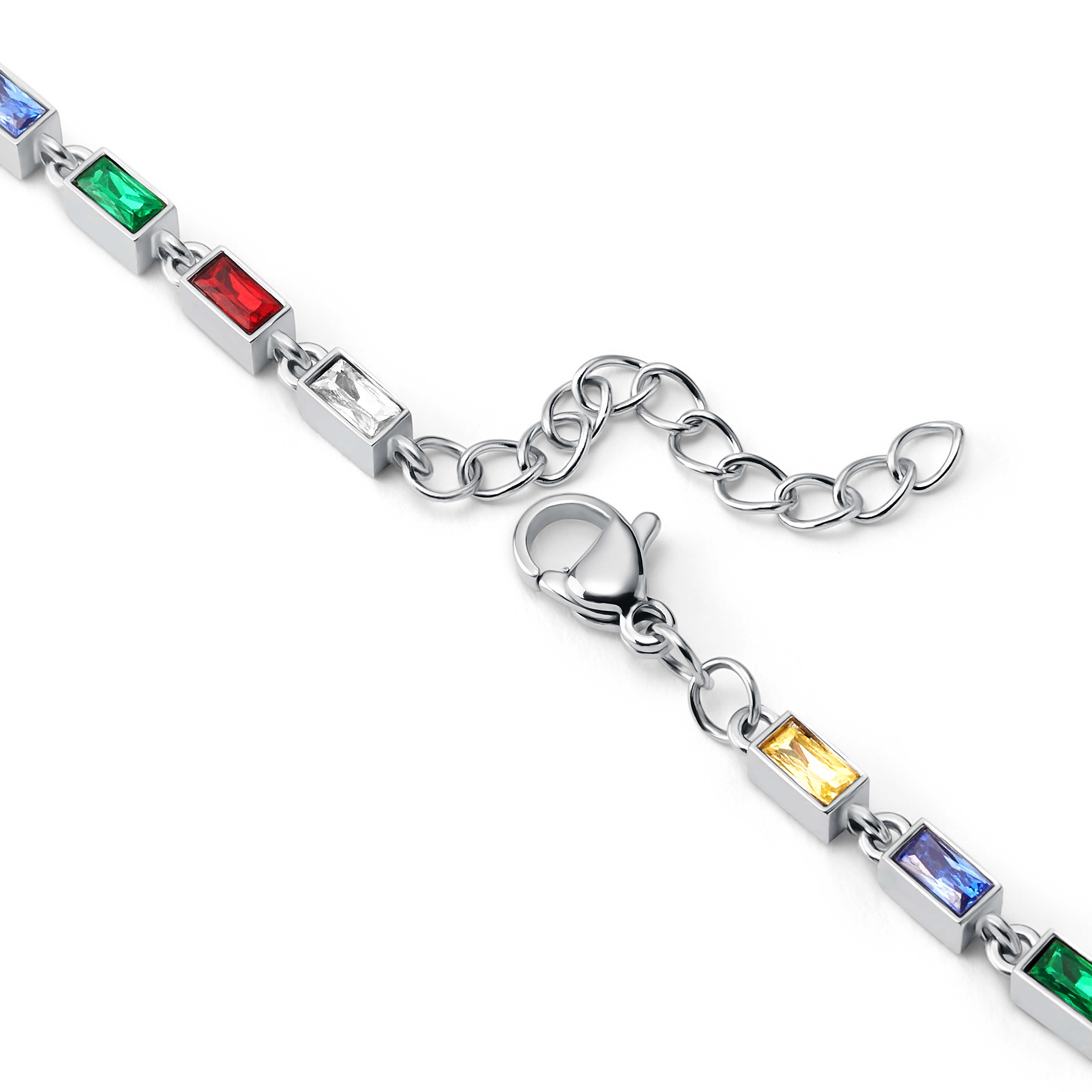 Facet | Silvertonat armband med flerfärgade kristallglasstenar - 4