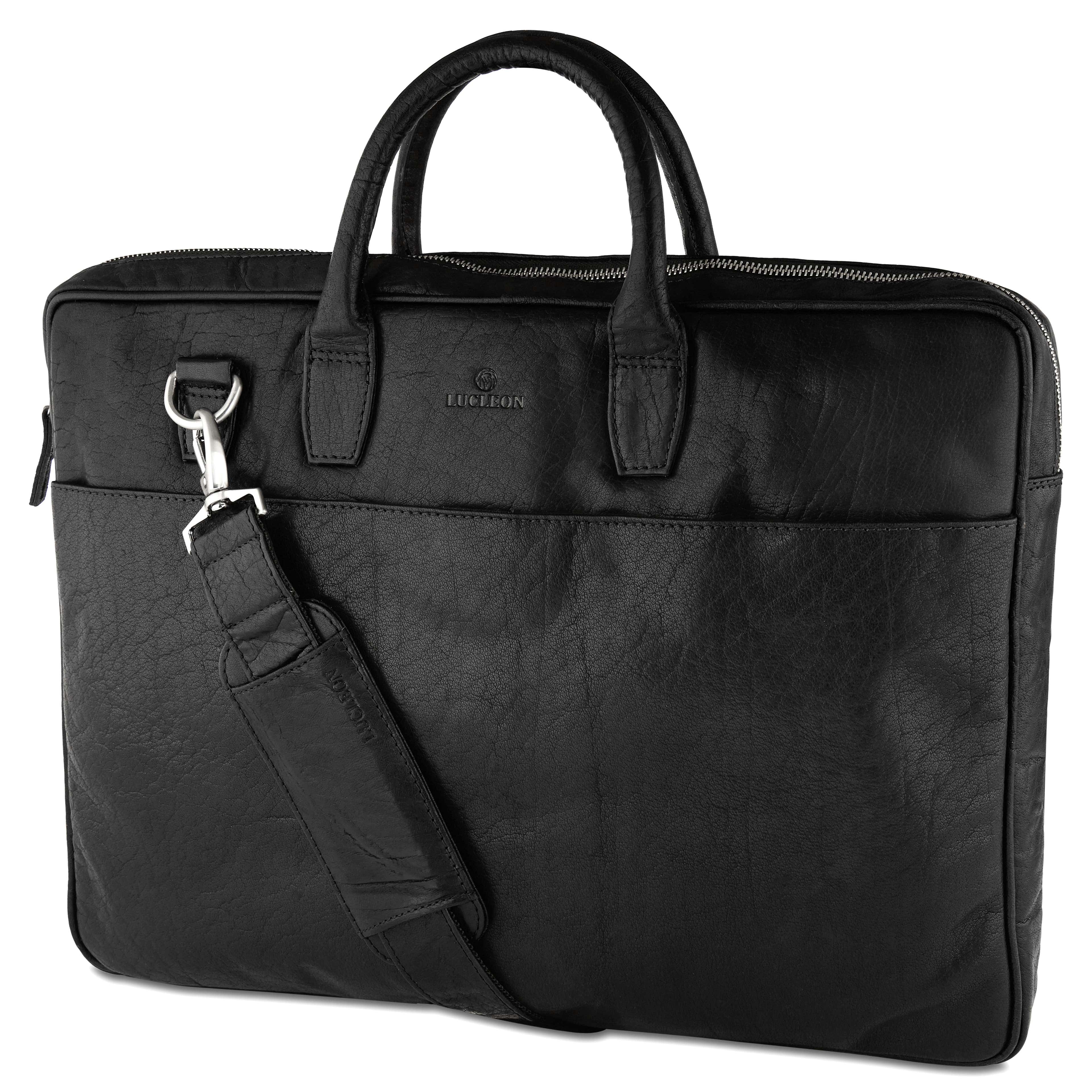 Montreal Slim 17" Executive Black Leather Bag