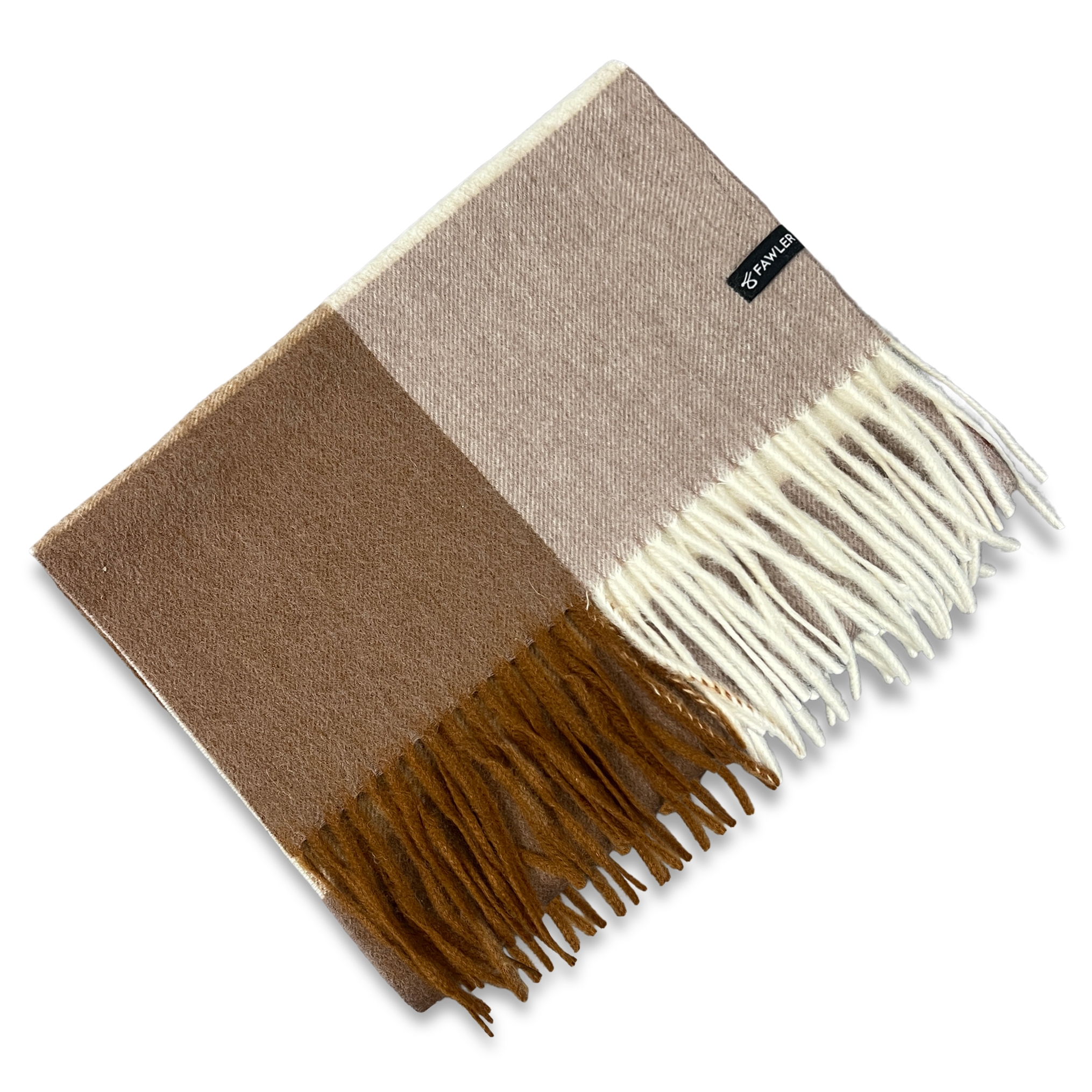 Aurora | Orange & Grå Ternet Lammeuld Tørklæde - 3