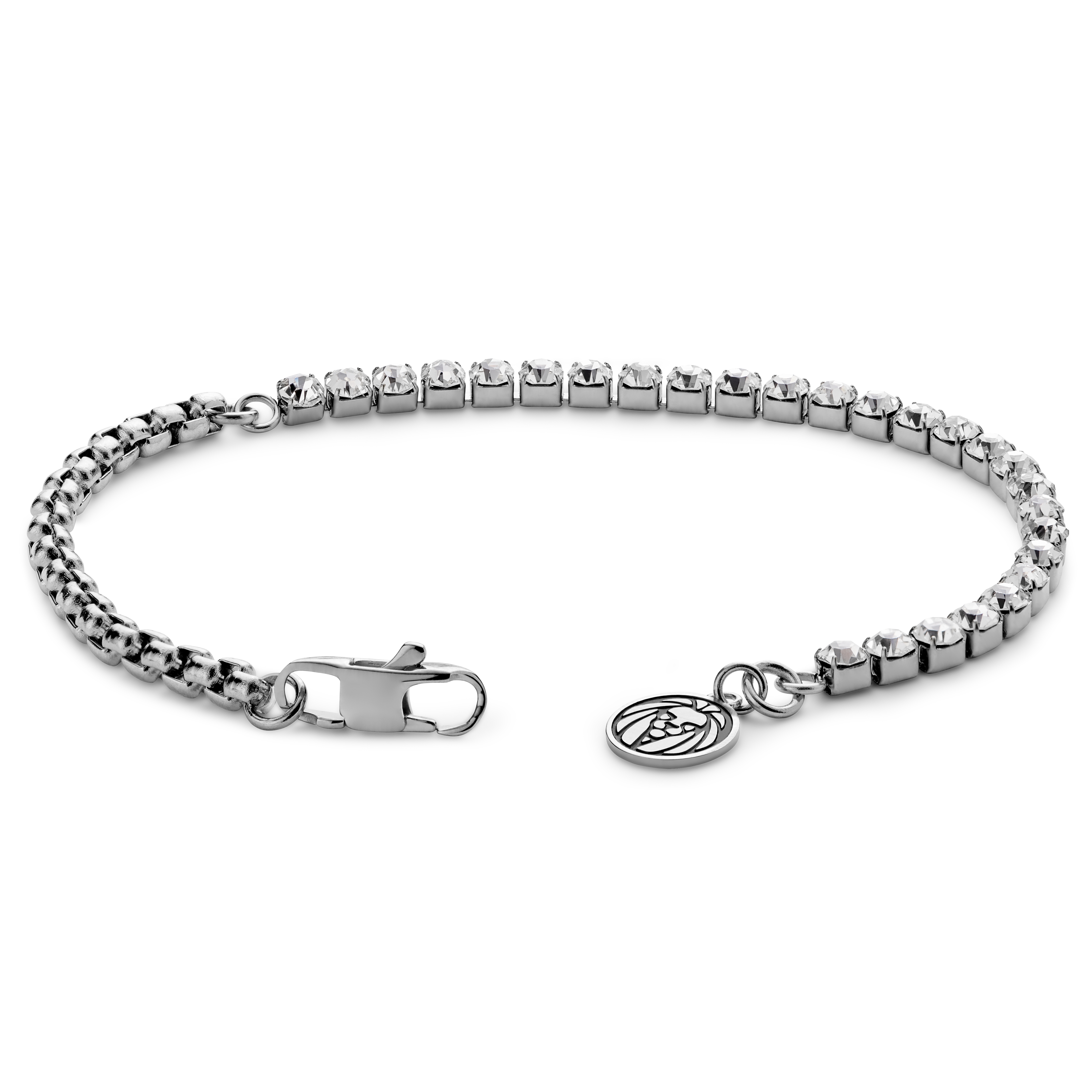 Amager | Silver-Tone Zirconia Stainless Steel Chain Bracelet