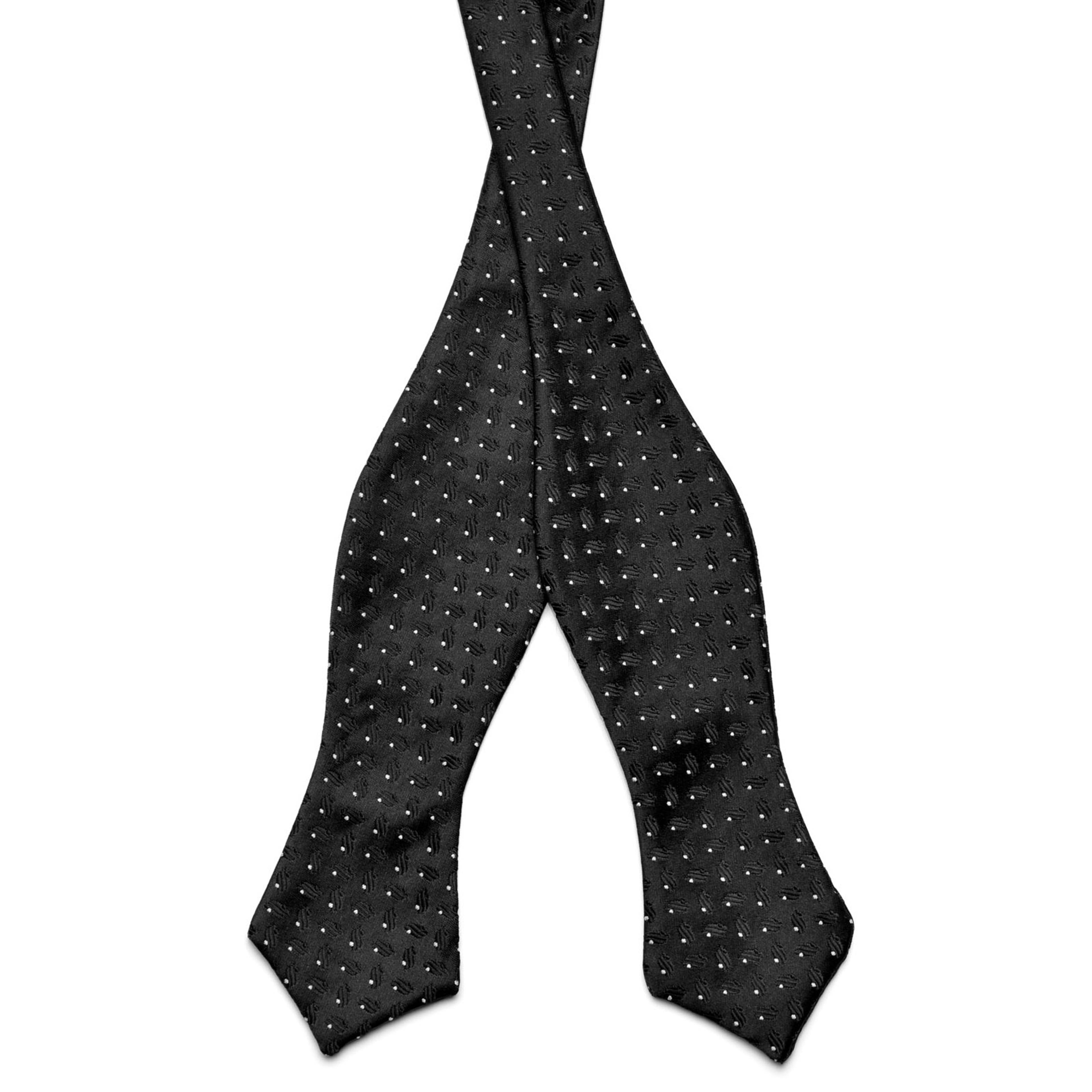 Black & White Dotted Microfiber Self-Tie Bow Tie