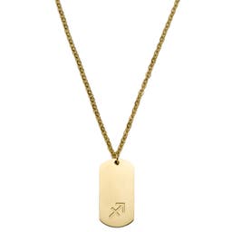 Zodiac | Gold-Tone Sagittarius Star Sign Dog Tag Cable Chain Necklace