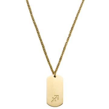 Zodiac | Gold-Tone Sagittarius Star Sign Dog Tag Cable Chain Necklace