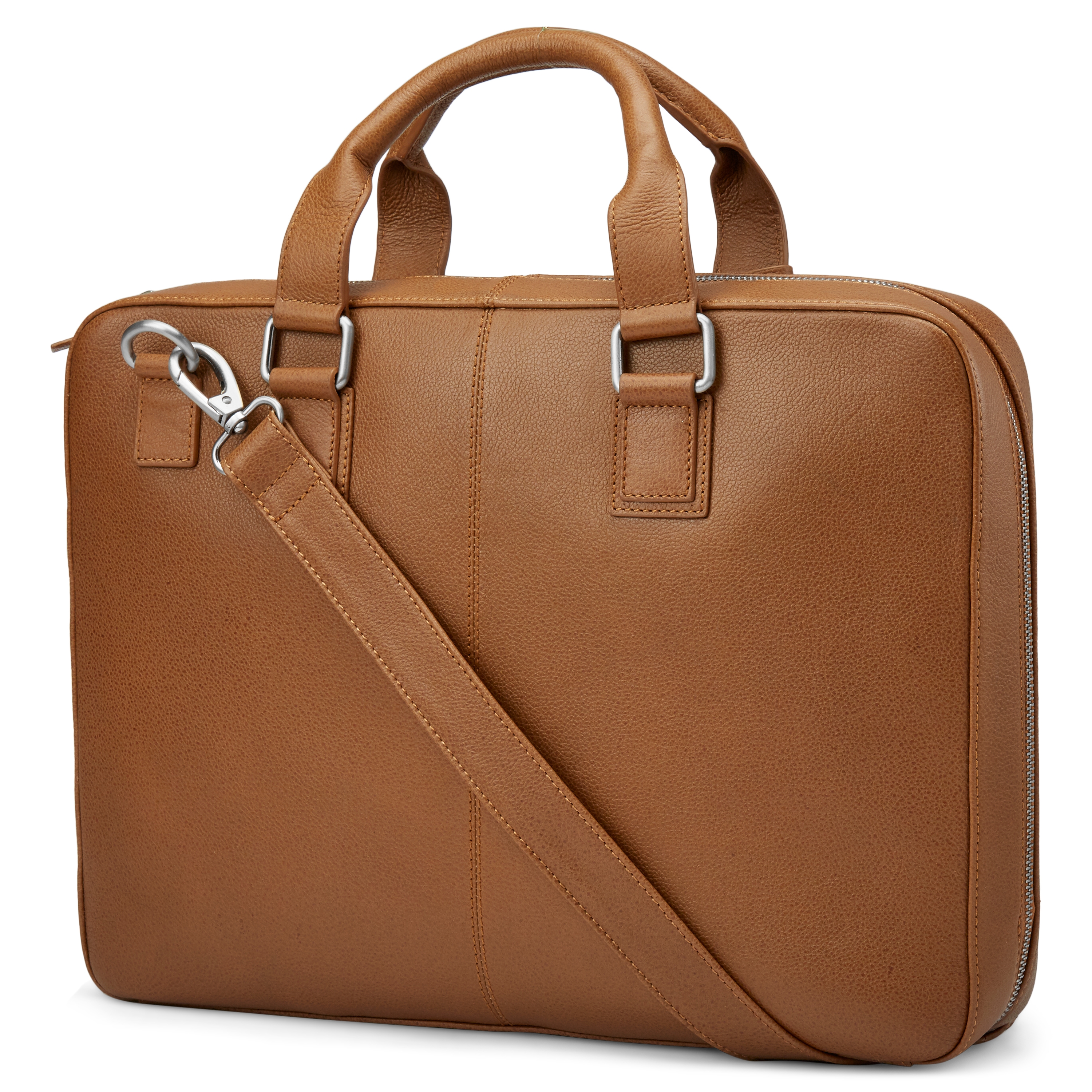 Scott Tan Leather Laptop Briefcase - 2