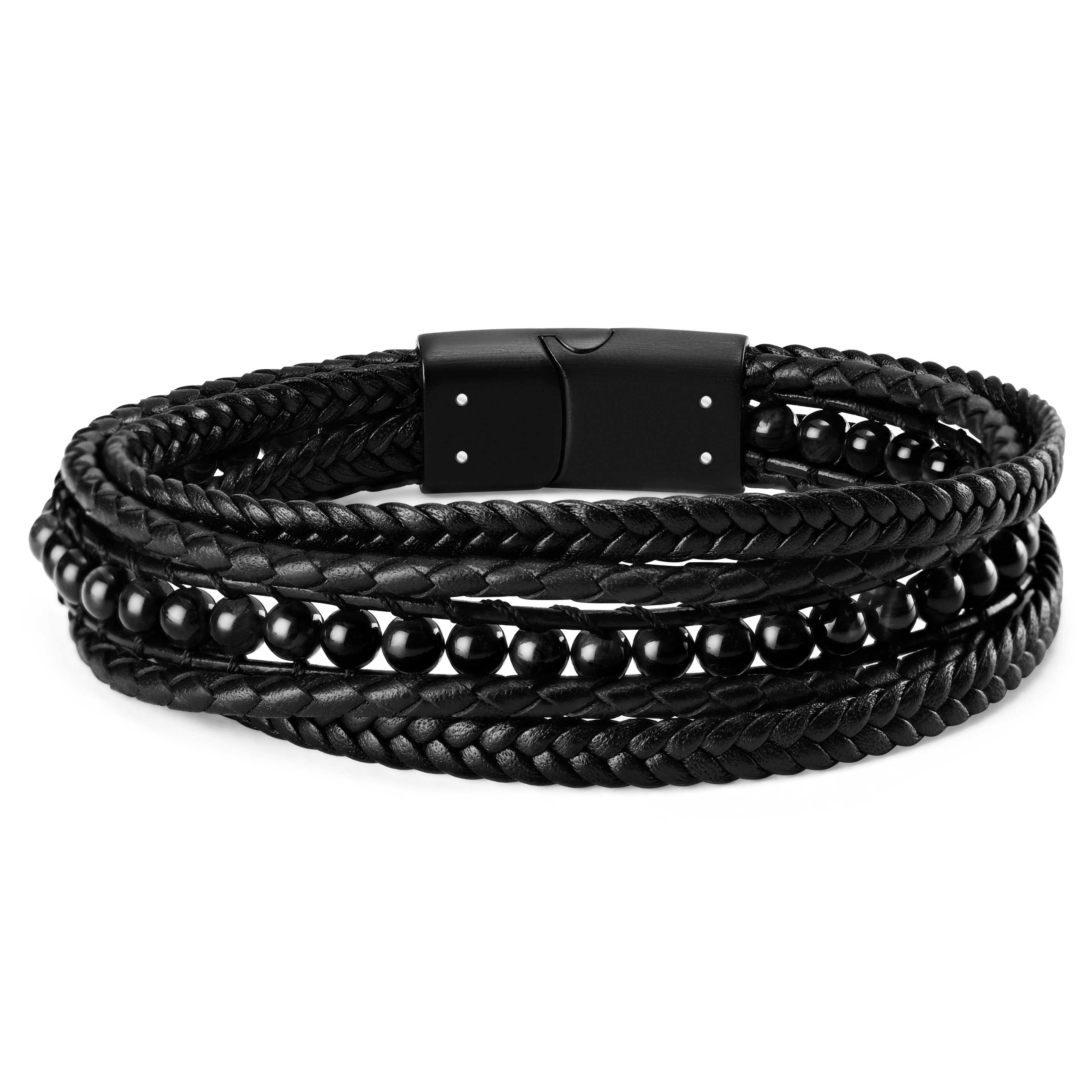 Pulsera de cuero y ágata negra Naxos - 6