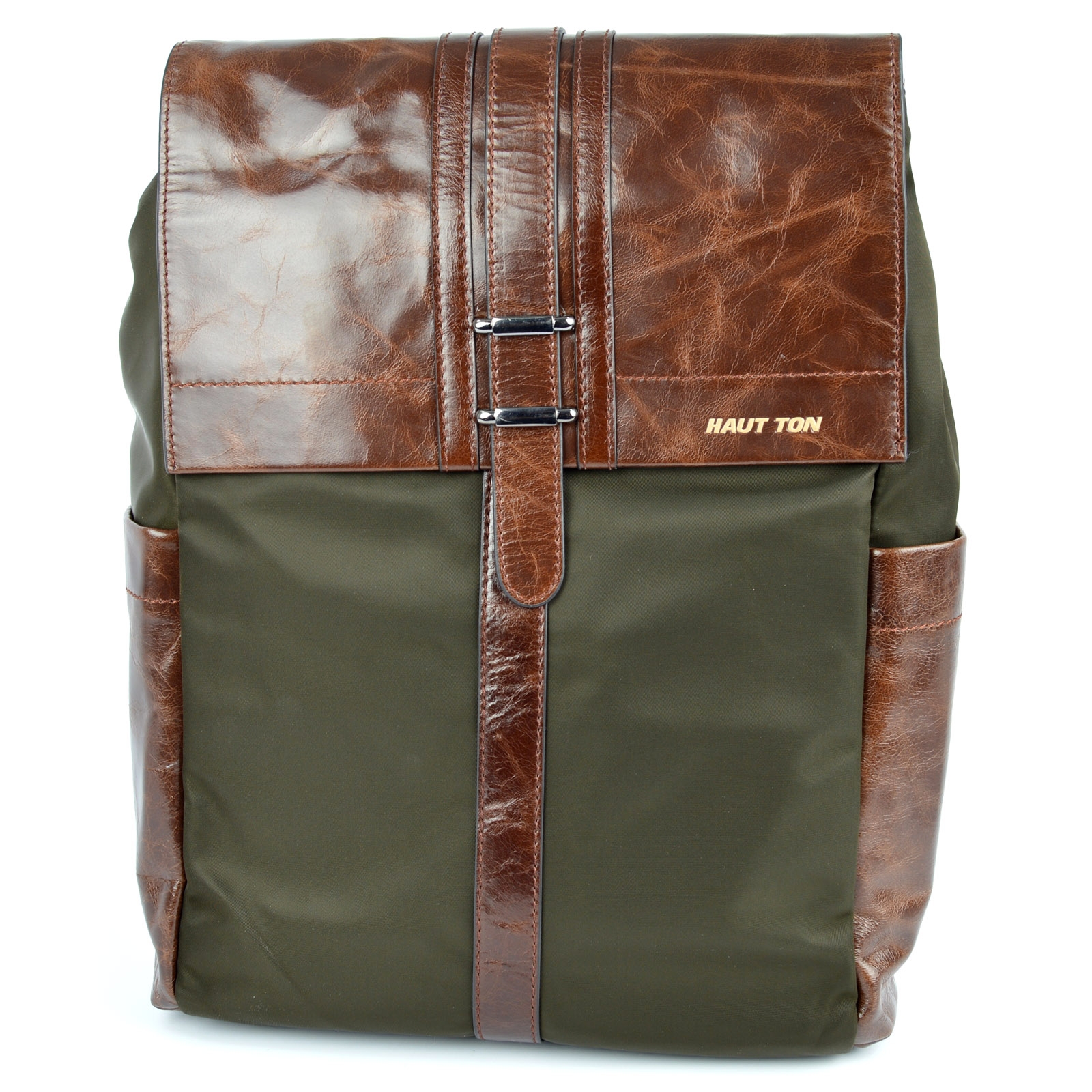 Brun Nylon/Lær Ryggsekk - 3