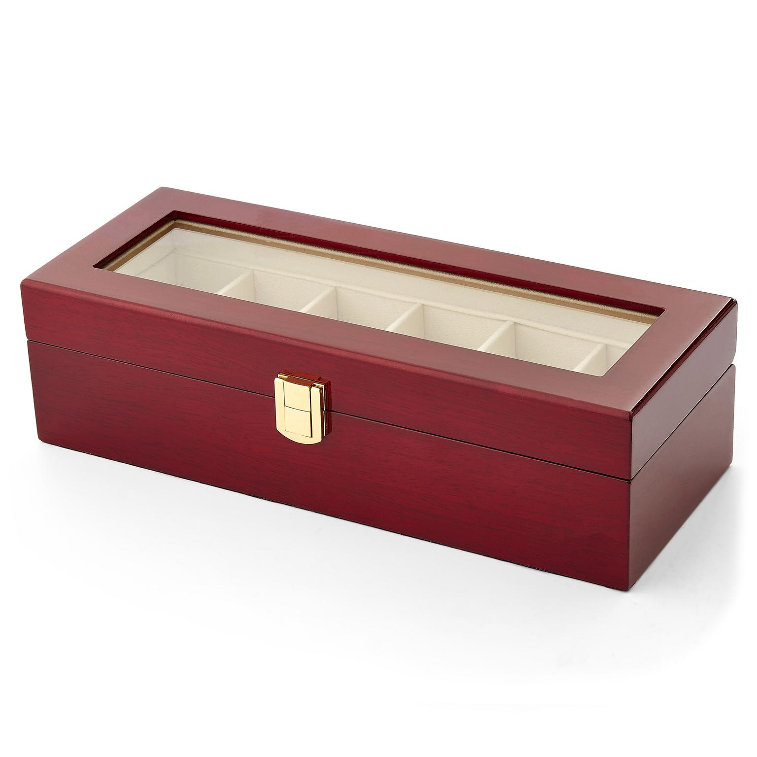 Caja de madera roja para 6 relojes Caja de madera roja para 6 relojes