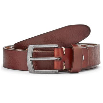 Slim Mahogany Brown Leather Rawhide Belt