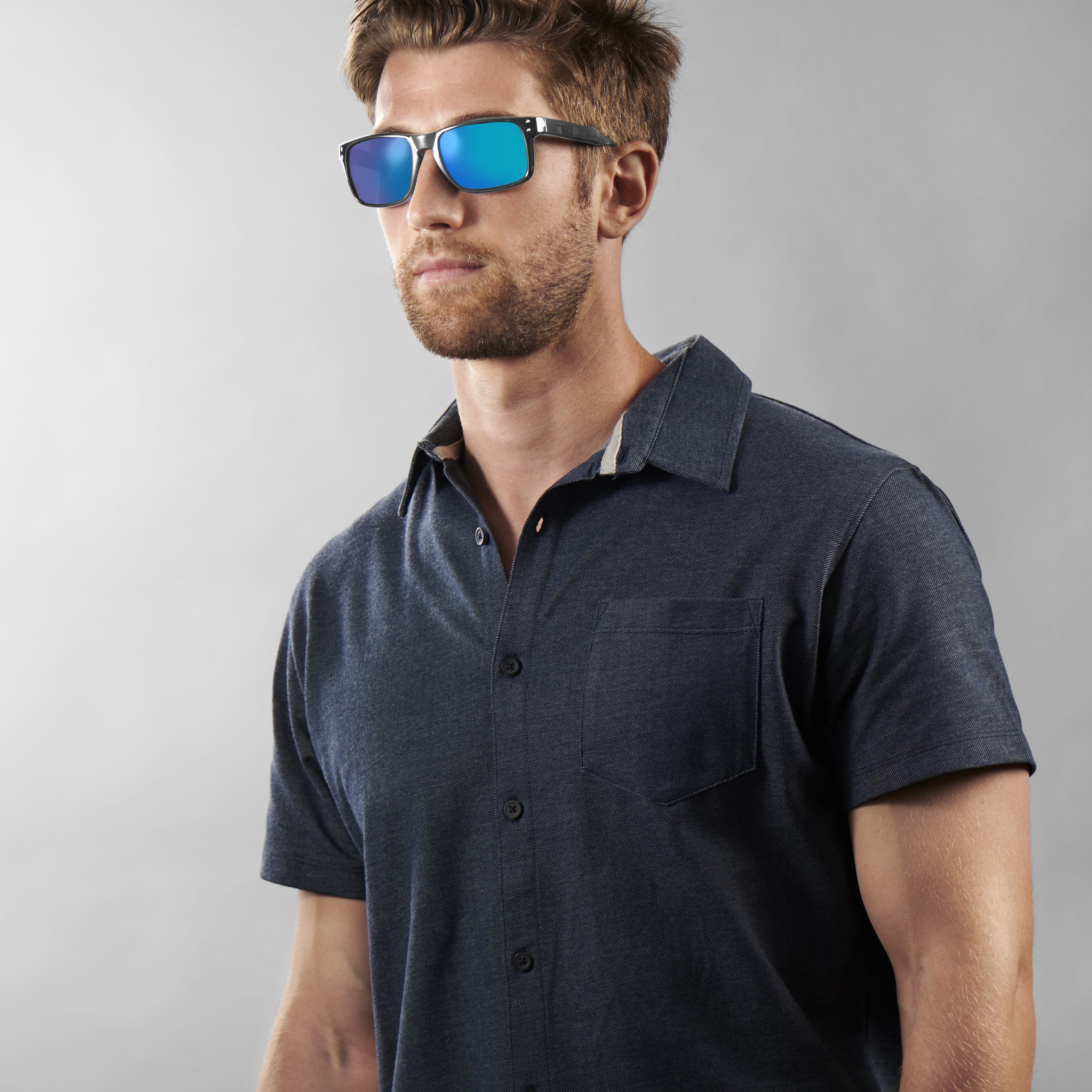 Sorte & Blå Firkantede Solbriller - 5