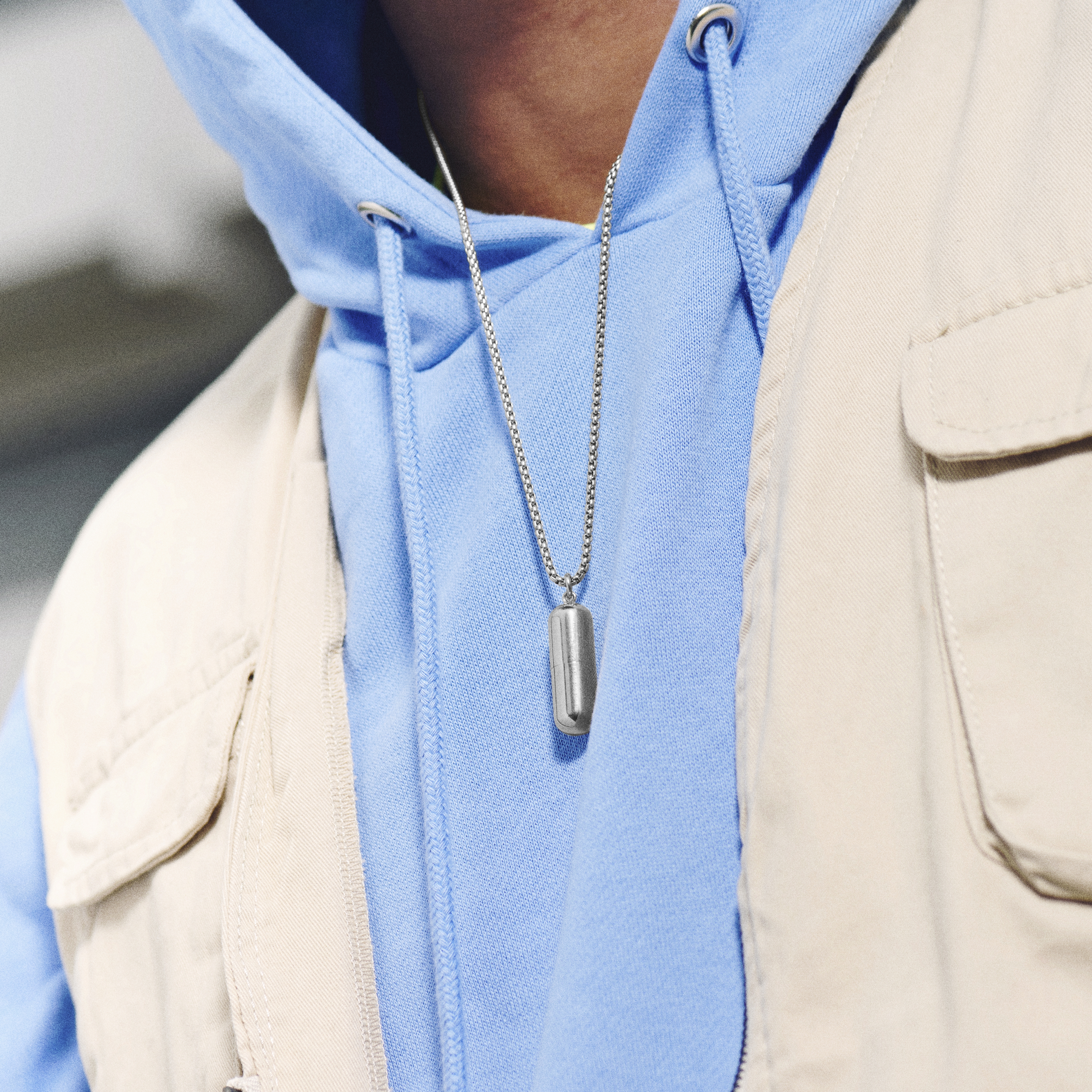 Egan | Сребристо колие с капсула - 2