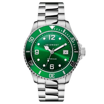 Tide | Silver-Tone Stainless Steel Dive Watch With Green Dial