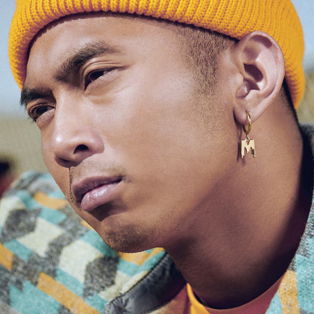 hover: Fahrenheit | Melting Gold-tone Initial M Earring hover: Fahrenheit | Melting Gold-tone Initial M Earring
