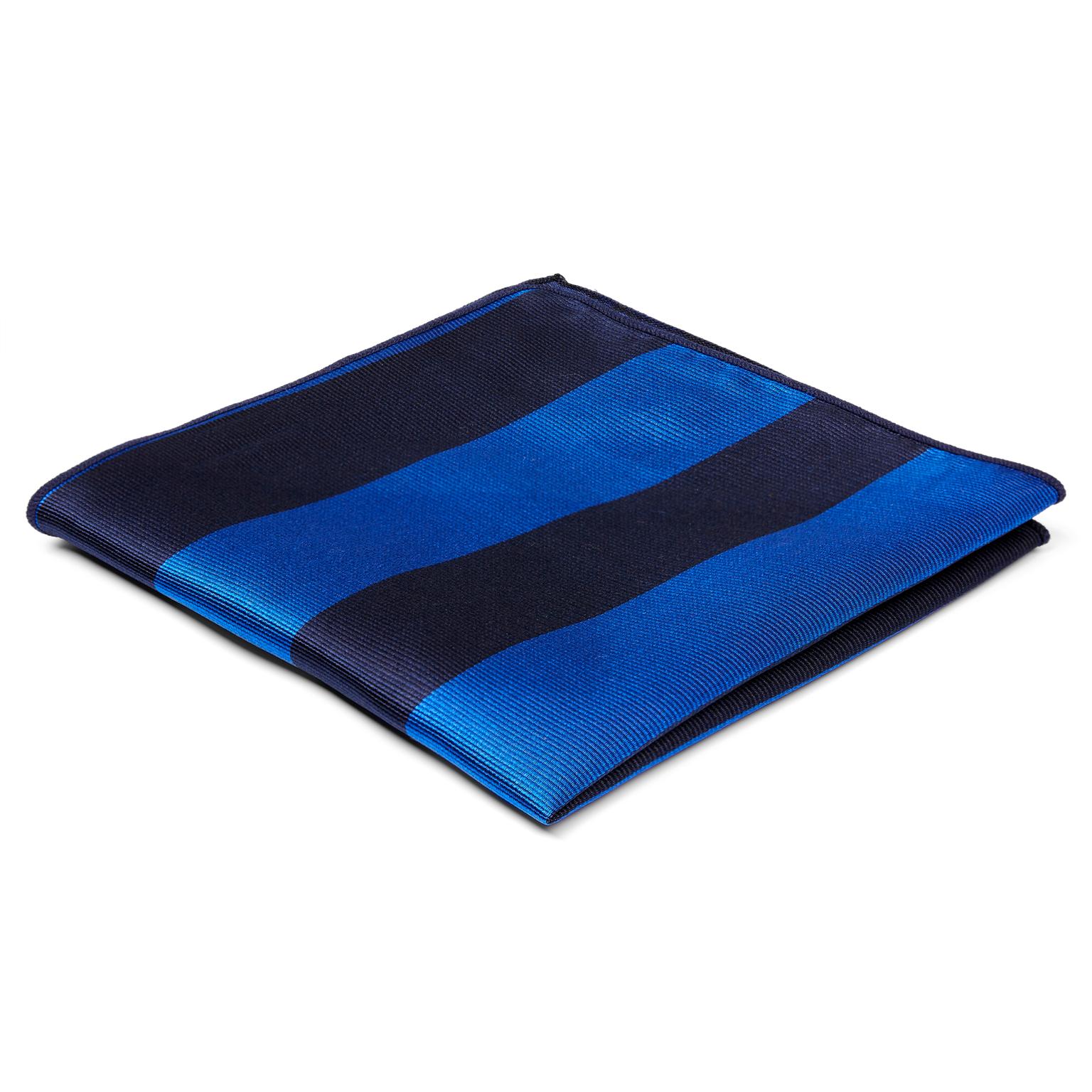 Pañuelo de bolsillo con rayas en azul marino y real Pañuelo de bolsillo con rayas en azul marino y real