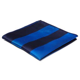 Navy & Royal Blue Striped Silk Pocket Square