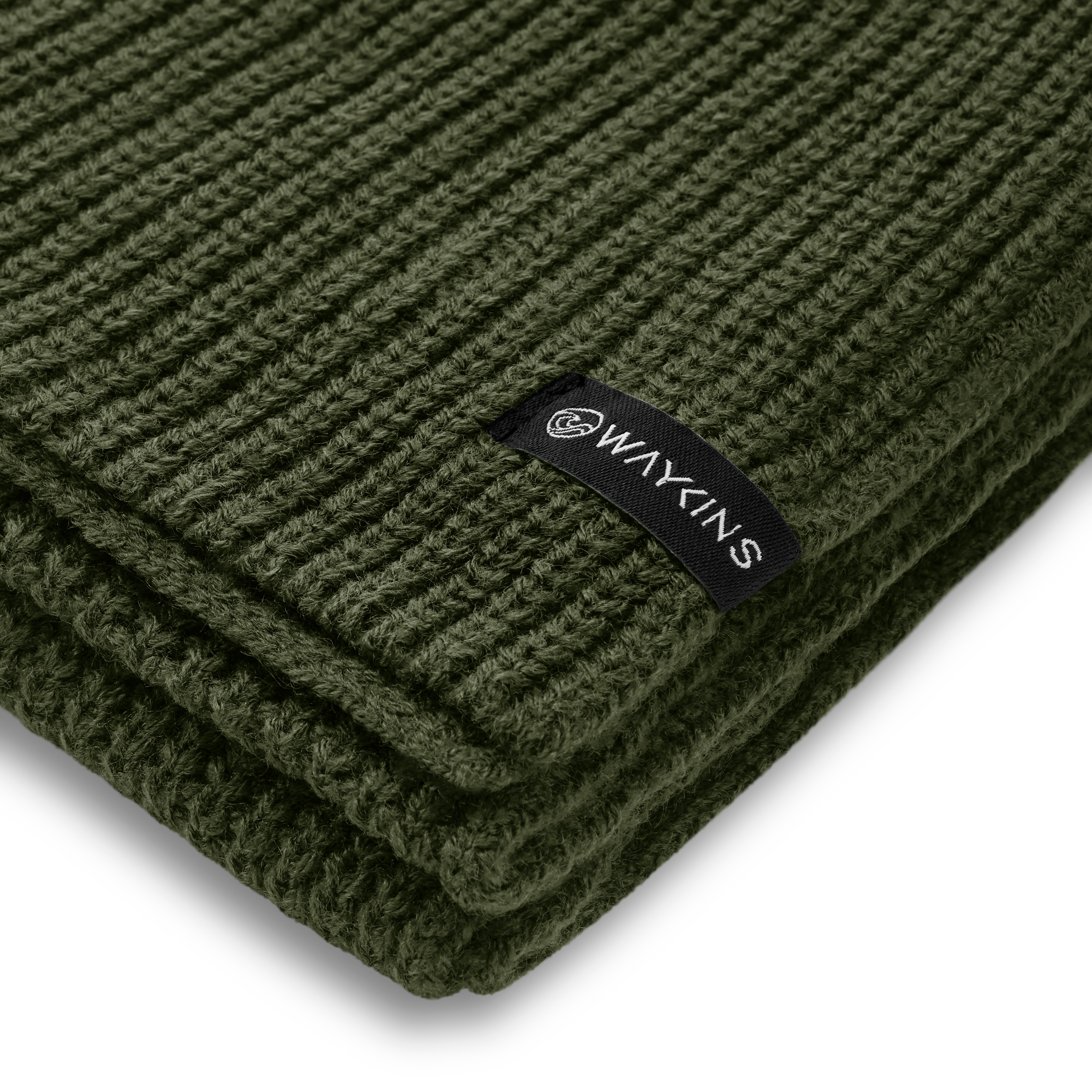 Baltic | Olivfarbener Rippstrick-Schal aus Acryl - 4