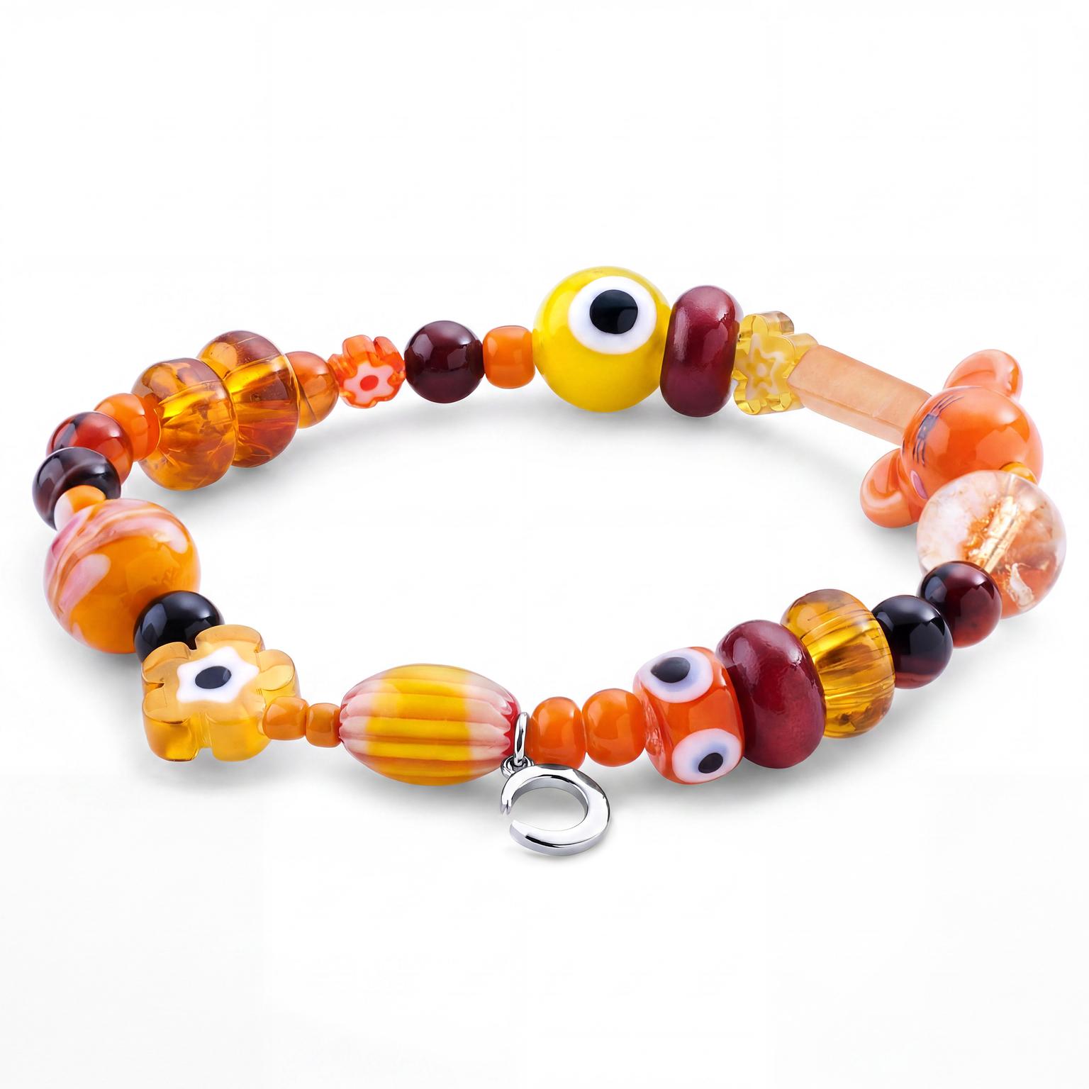 Pearlmania | Sunset Riot Orange Glass Bead Bracelet Pearlmania | Sunset Riot Orange Glass Bead Bracelet