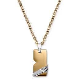 Modern Gold-Tone Dog Tag Necklace