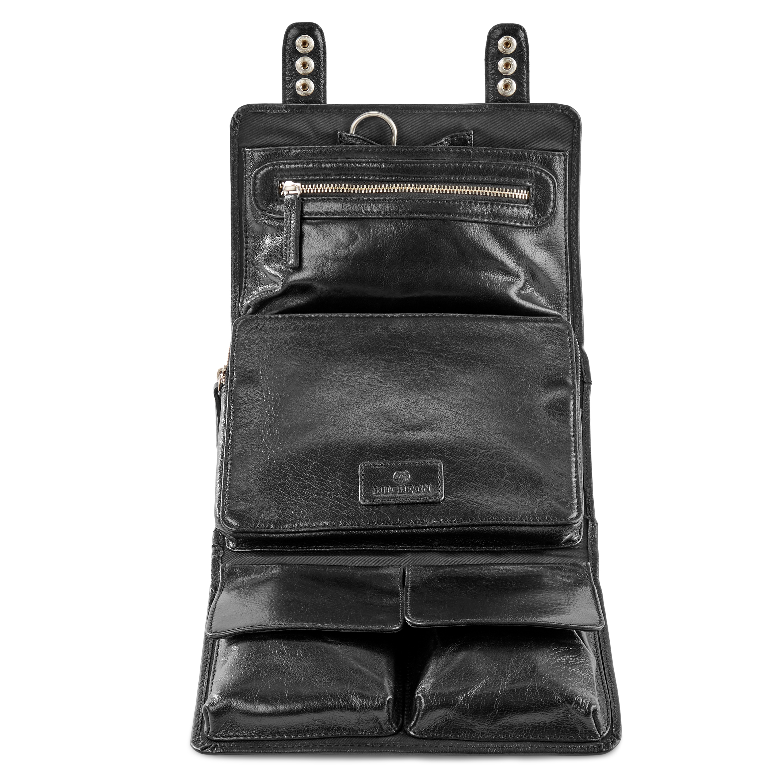 California Black Hanging Toiletry Kit Leather Bag - 6