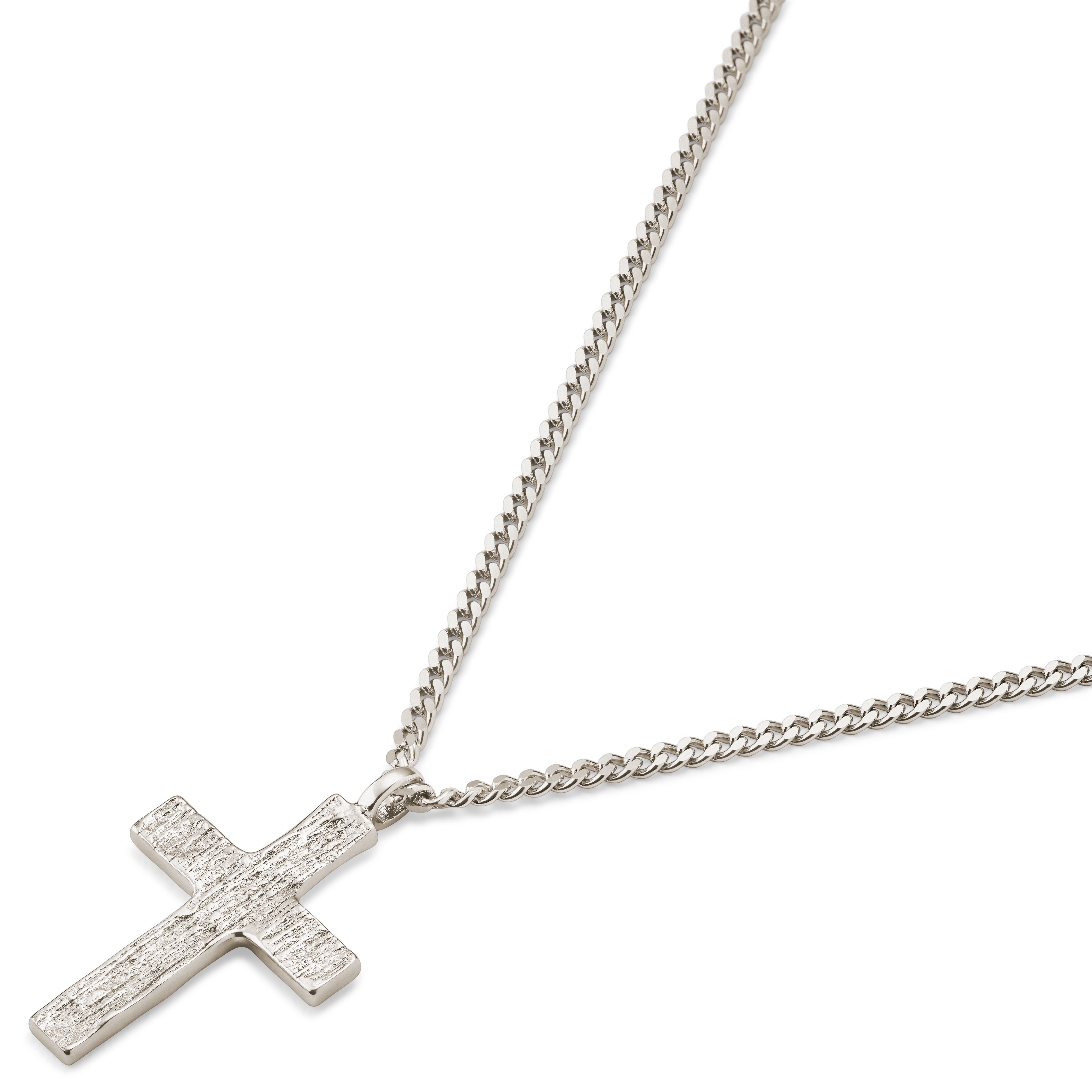 Rustic | Pinnoittamaton Raaka 925 Sterlinghopea Ristikaulakoru - 5